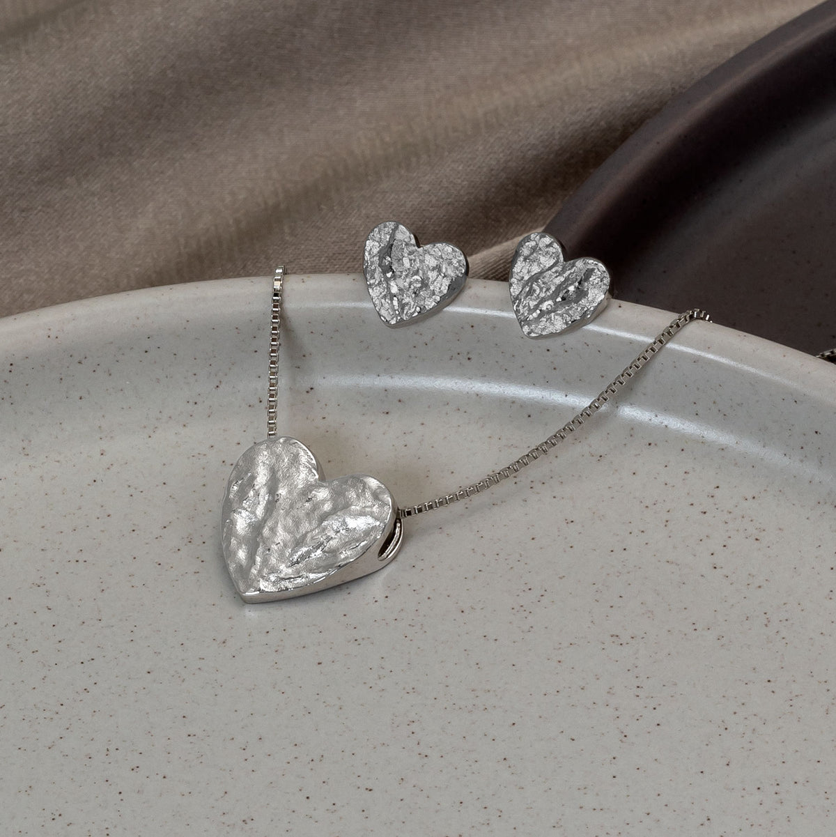 Malham Cove Textured Heart Stud Earrings