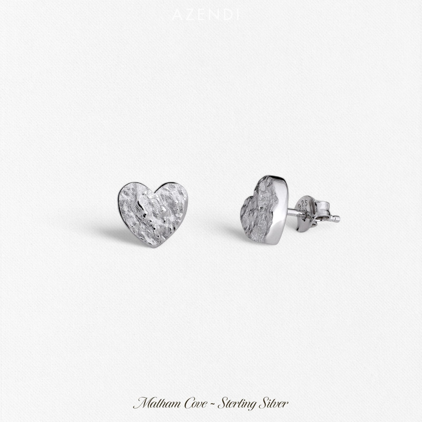 Malham Cove Textured Heart Stud Earrings