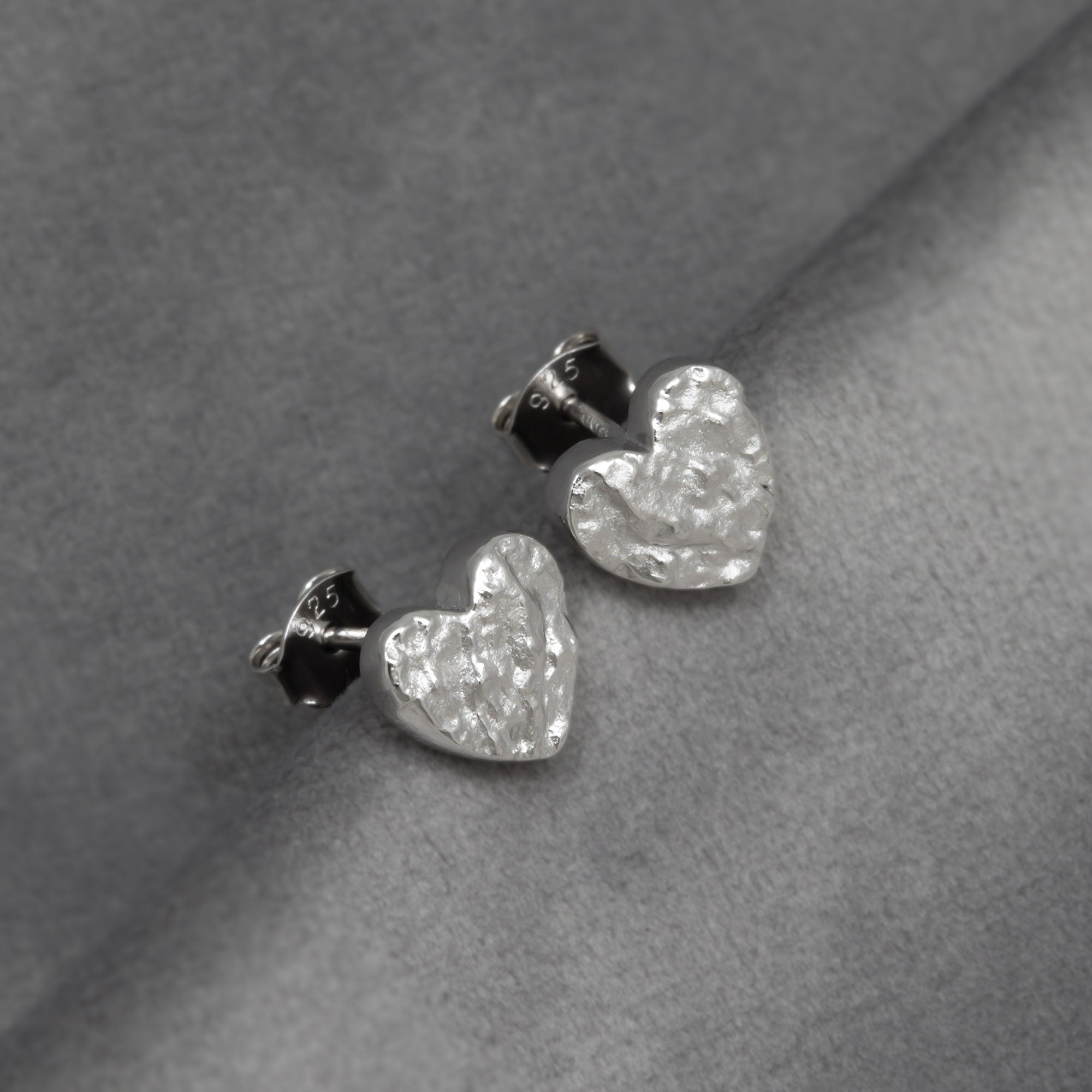 Malham Cove Textured Heart Stud Earrings
