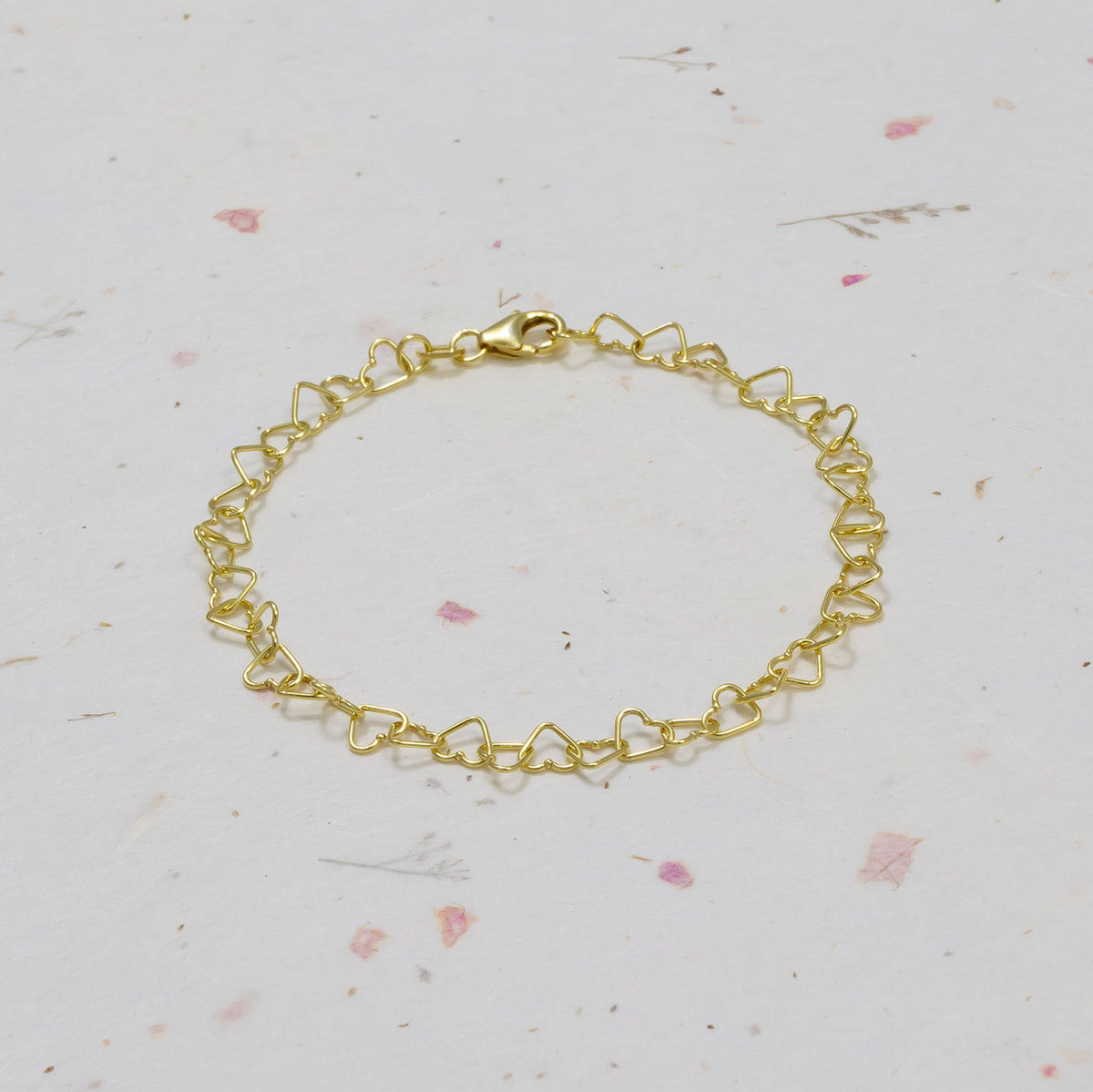 Gold Vermeil Miniature Heart Links Bracelet