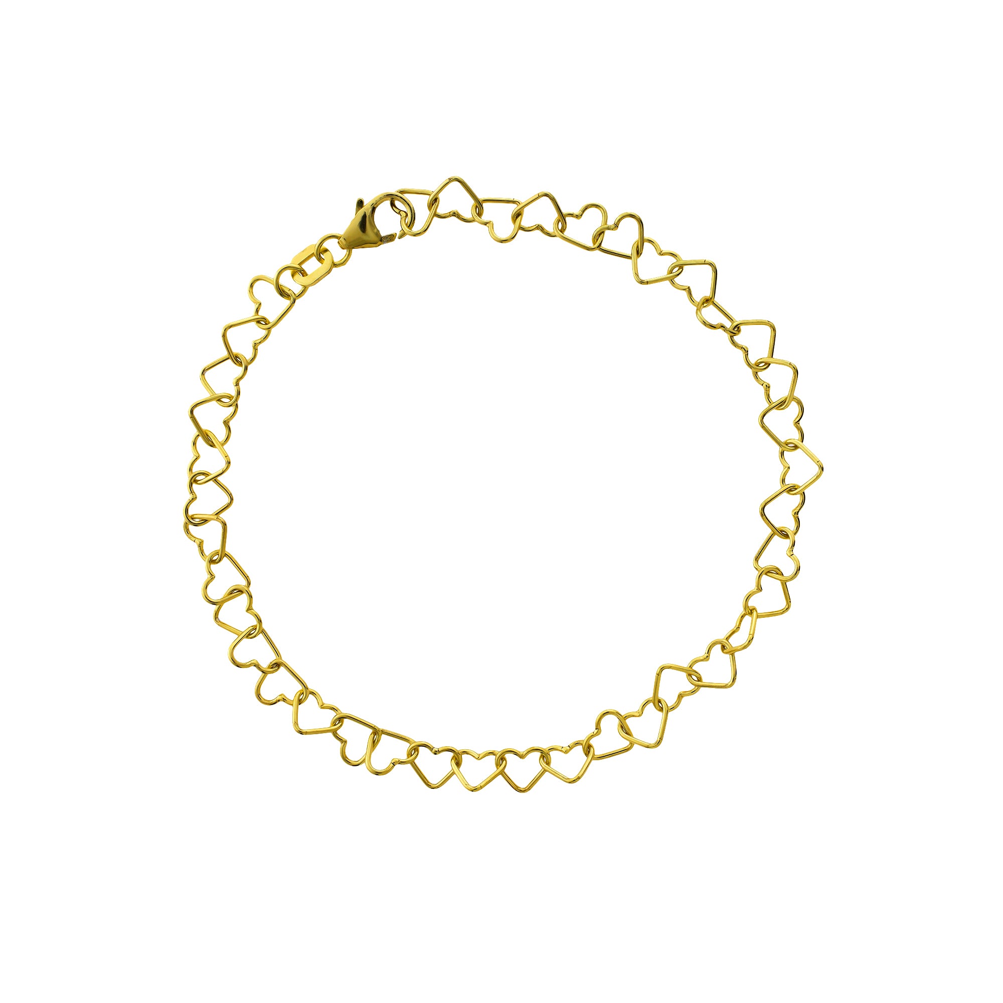 Gold Vermeil Miniature Heart Links Bracelet