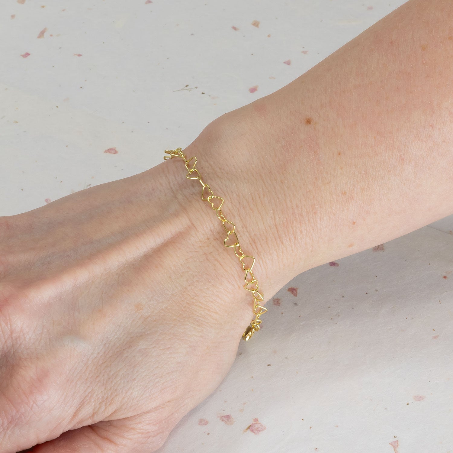 Gold Vermeil Miniature Heart Links Bracelet