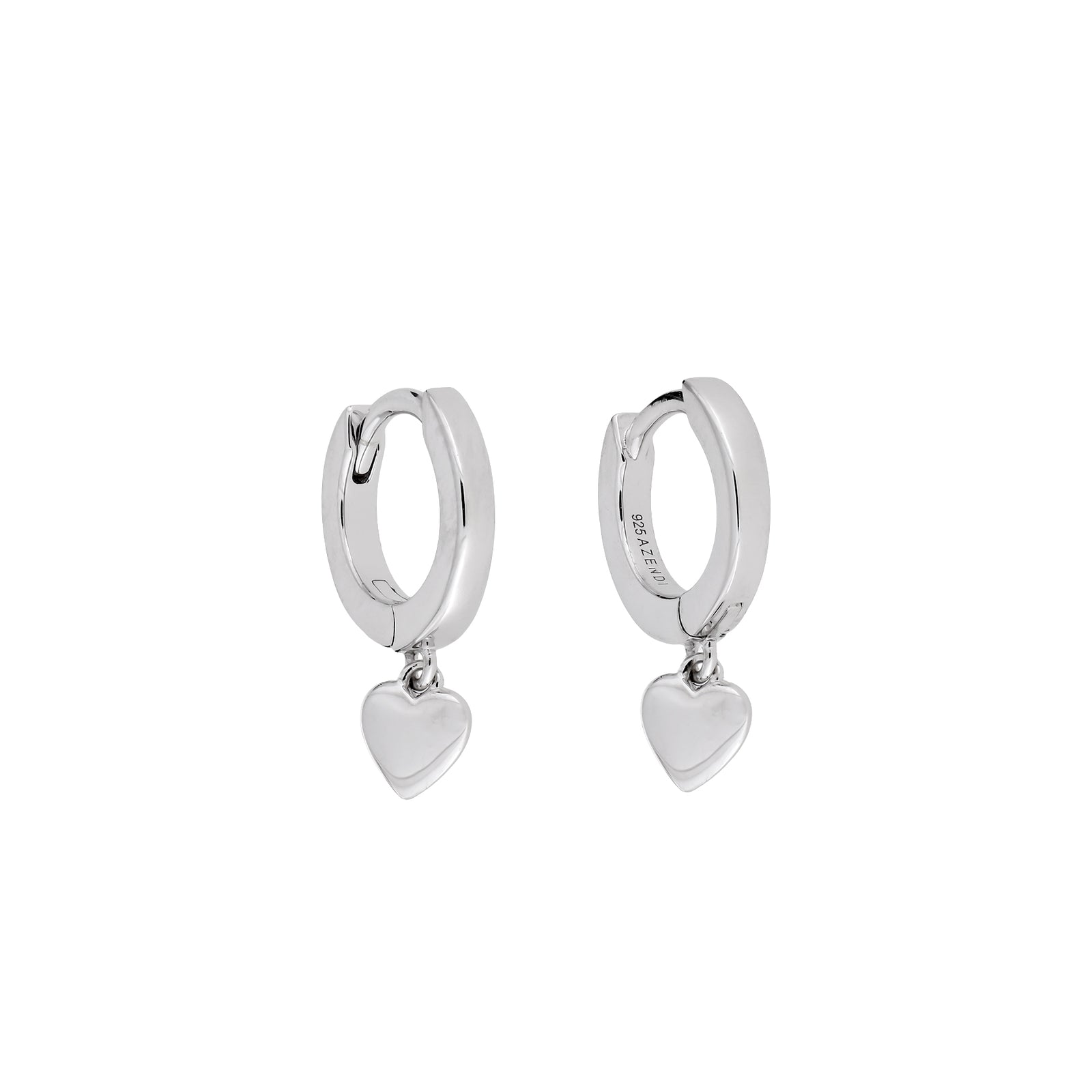 Silver Love Heart Charm Hoop Earrings