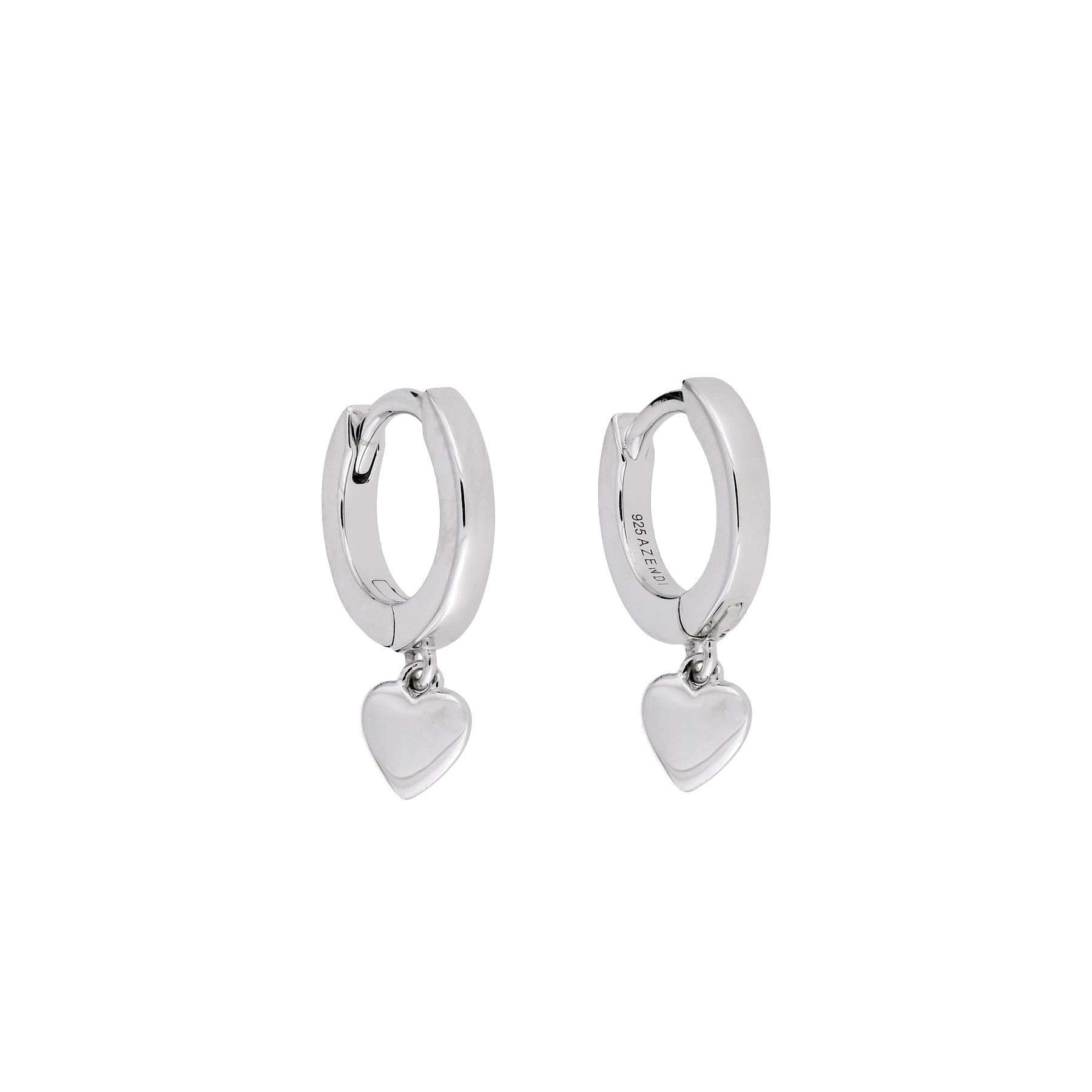 Silver Love Heart Charm Hoop Earrings