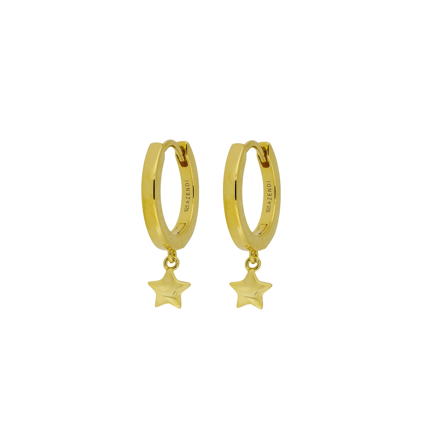 Gold Vermeil Star Charm Hoop Earrings