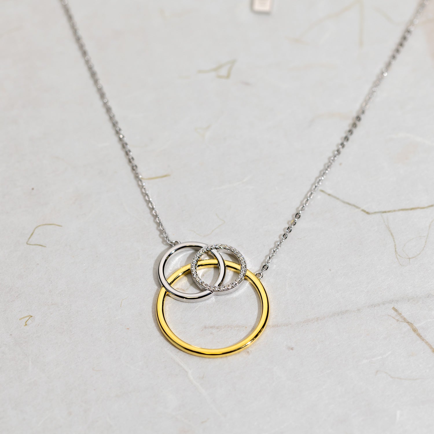 Silver & Gold Vermeil Triple Circle Necklace