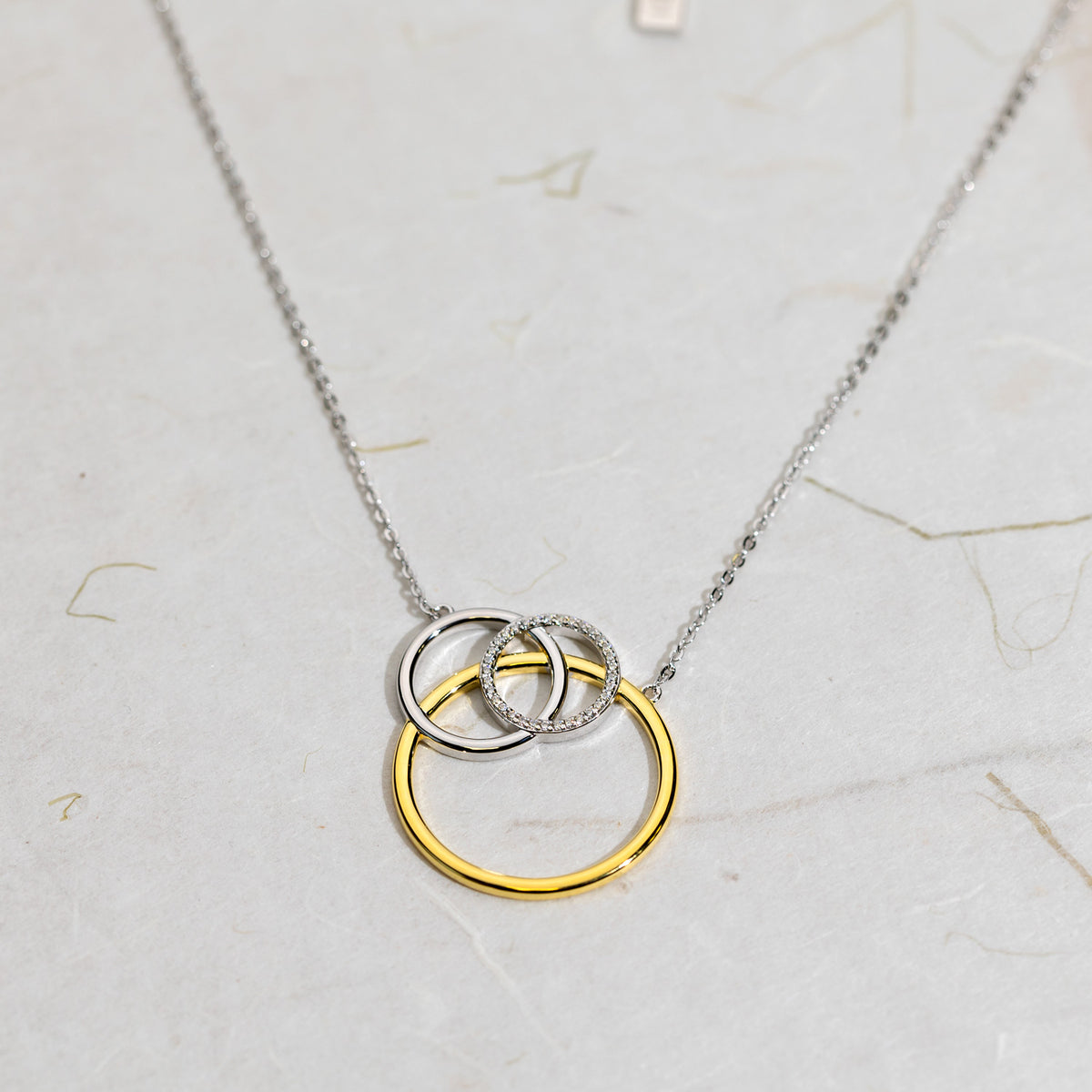 Silver & Gold Vermeil Triple Circle Necklace