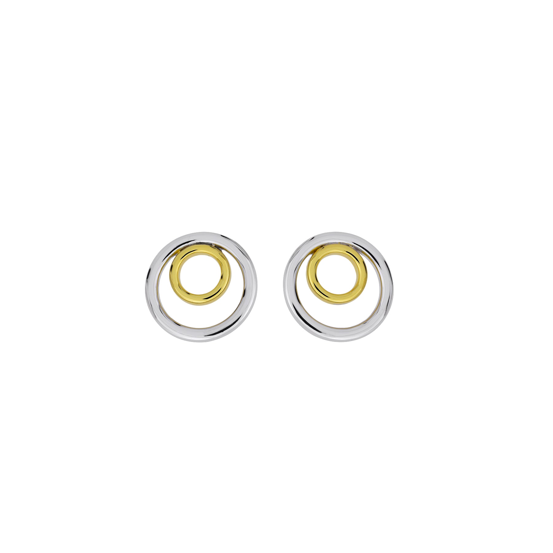 Silver & Gold Vermeil Circles Stud Earrings