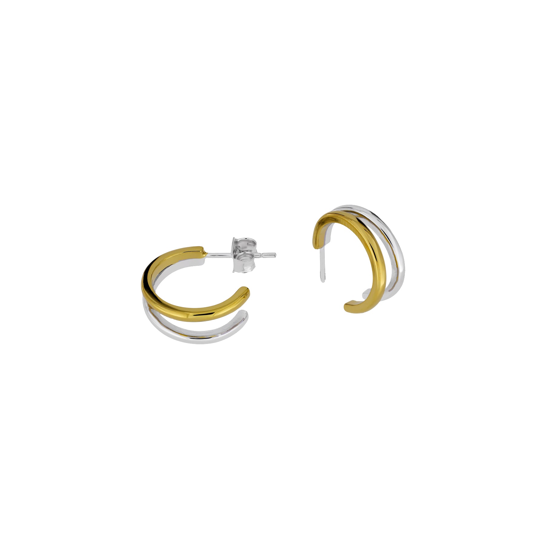 Twin Silver & Gold Vermeil Hoop Earrings