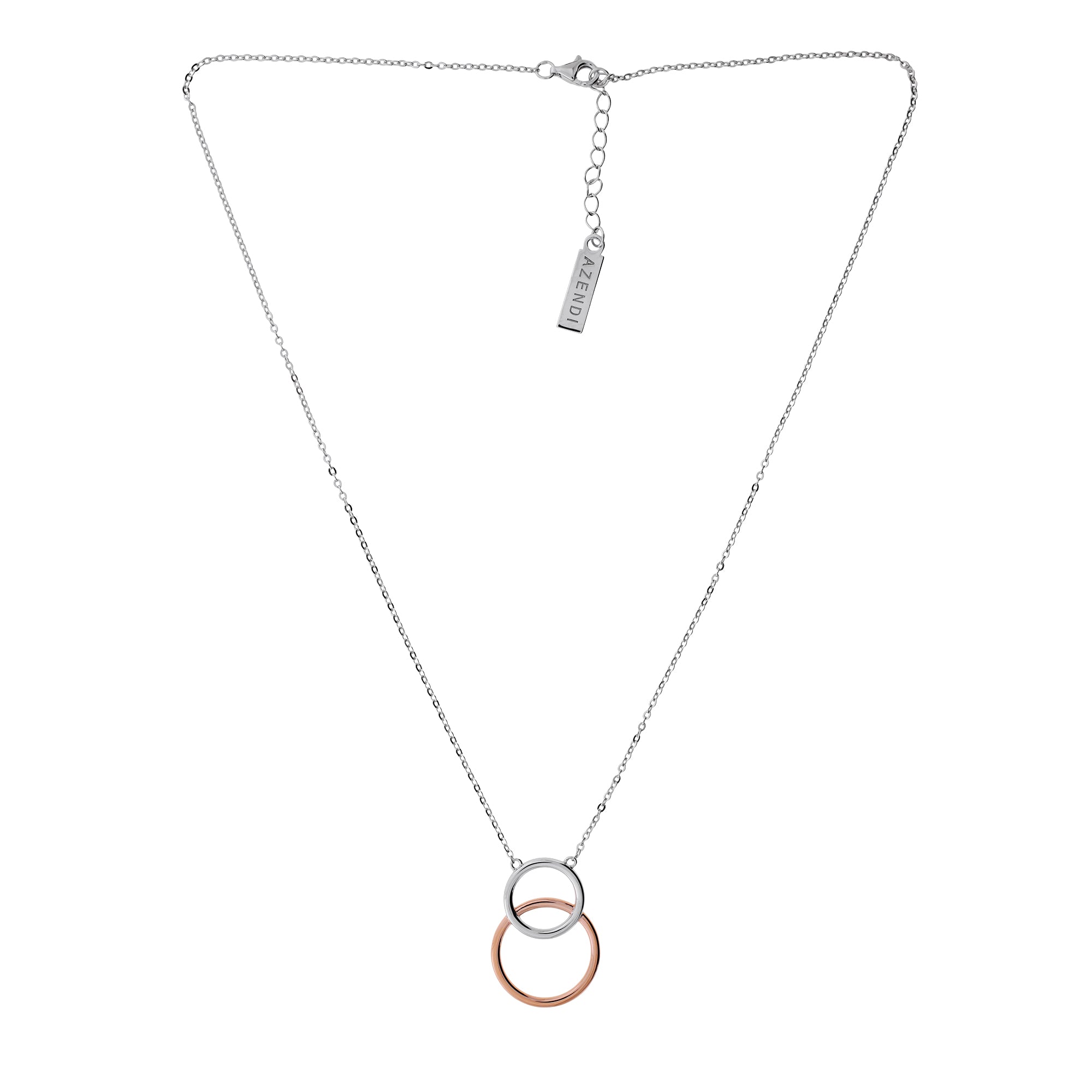 Silver & Rose Gold Vermeil Twin Circle Necklace