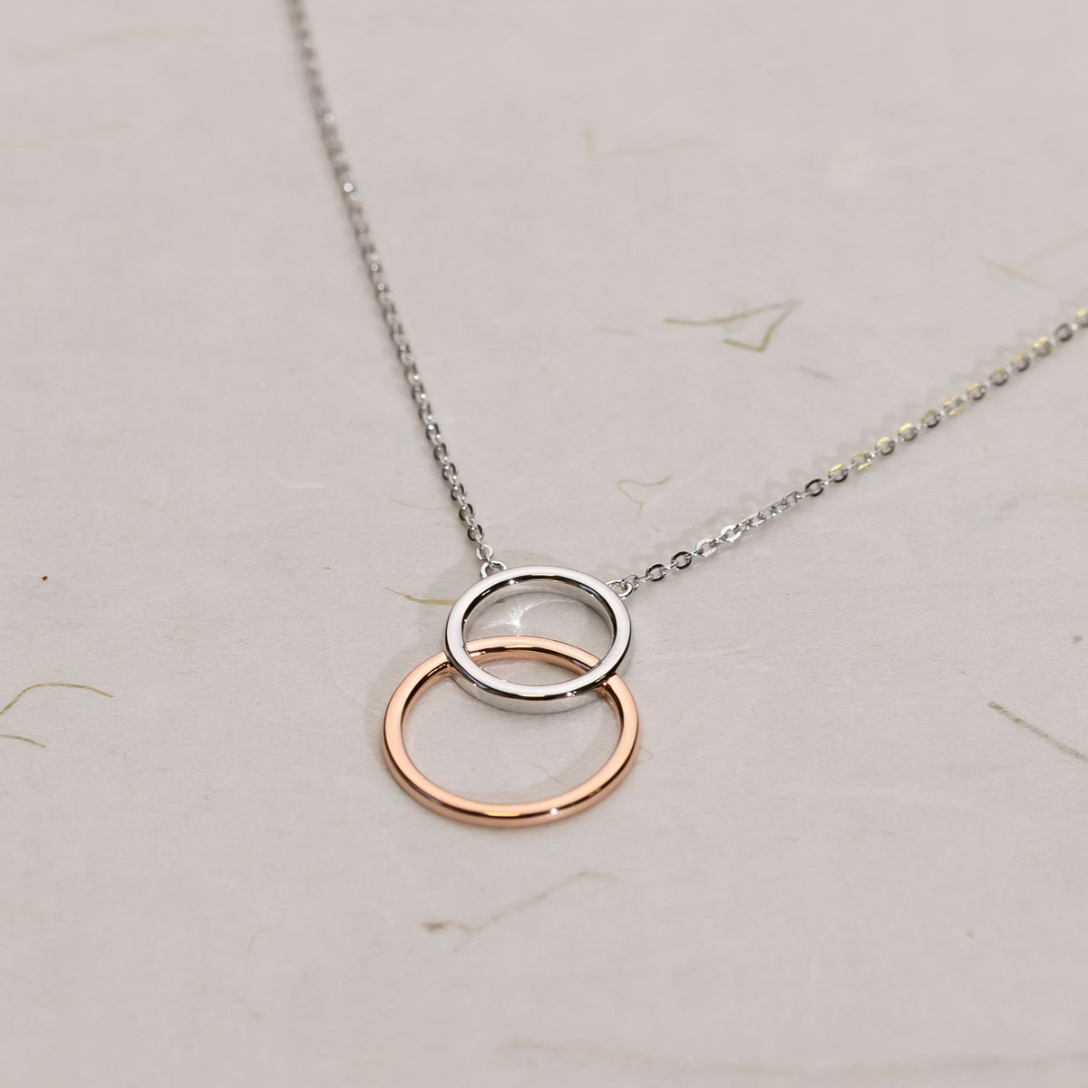 Silver & Rose Gold Vermeil Twin Circle Necklace
