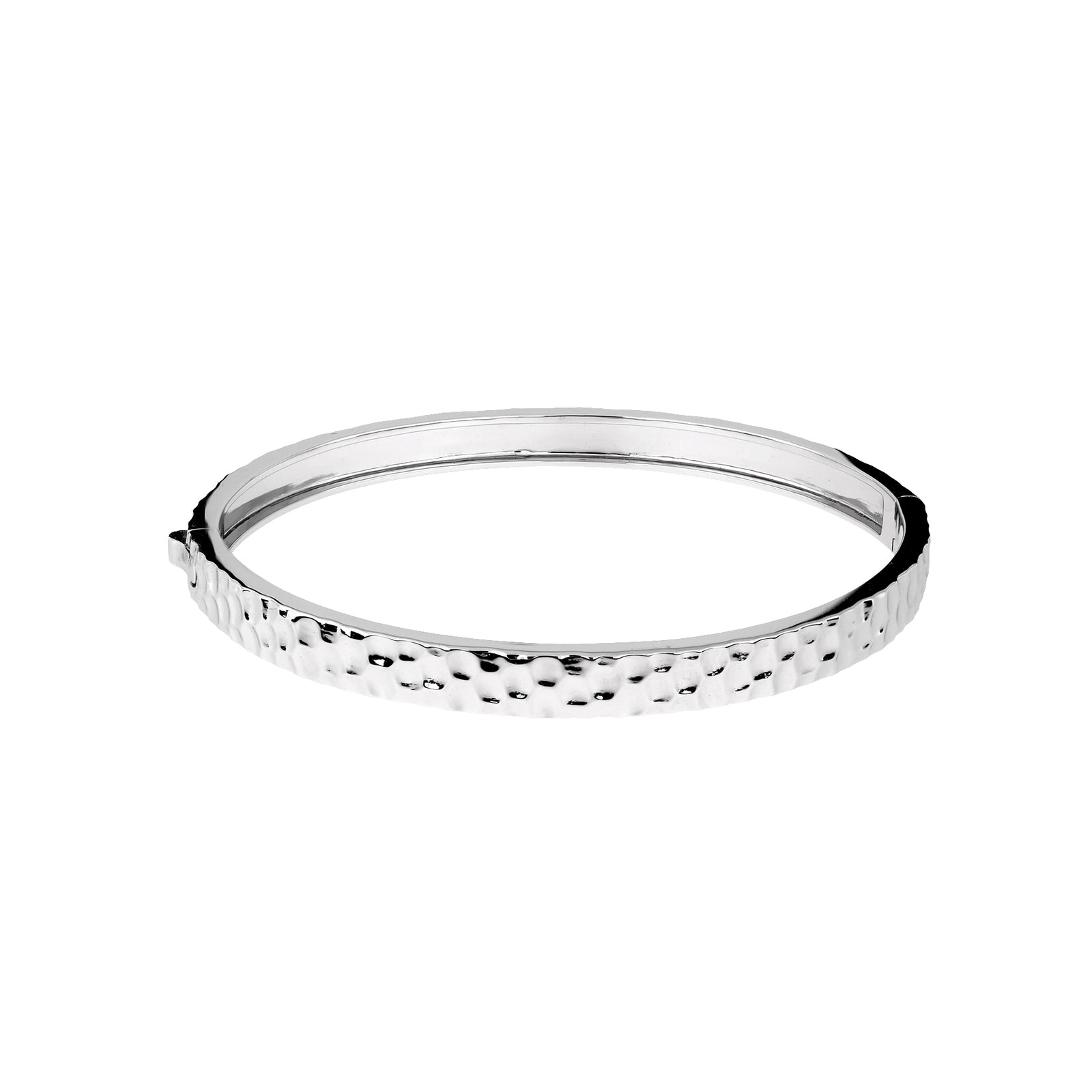 Sterling Silver Hammered Hinged Bangle