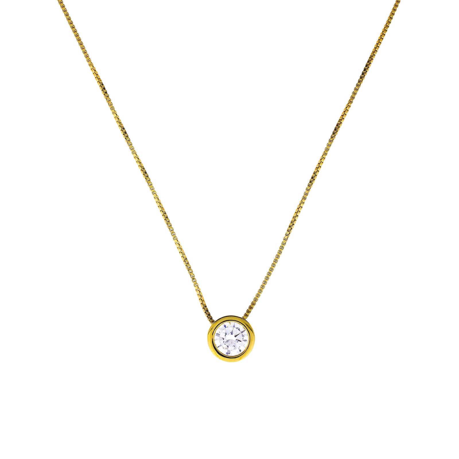 Gold Vermeil Brilliant Cut Stone Set Pendant - Clear