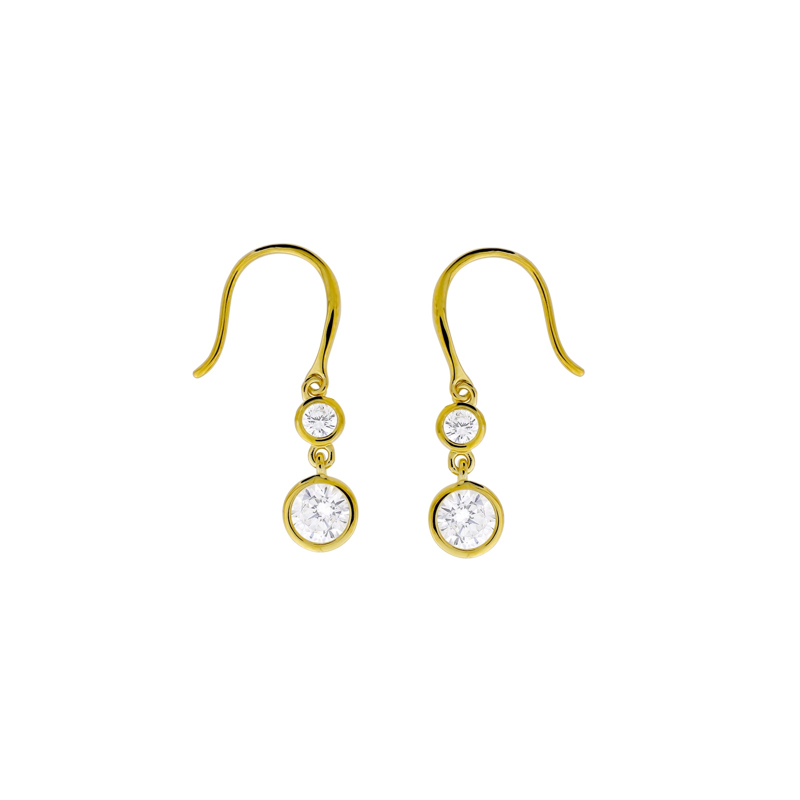 Gold Vermeil Brilliant Cut Stone Set Drop Earrings
