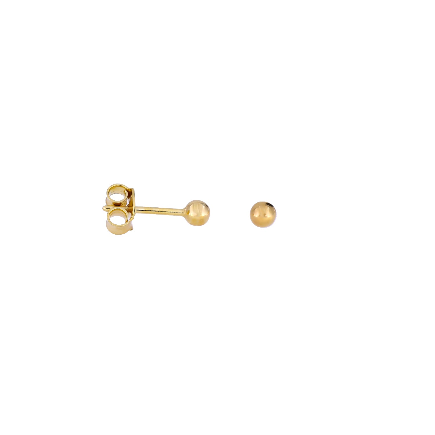 Pair of polished gold vermeil ball stud earrings featuring a smooth, spherical design with secure butterfly backs for a timeless and elegant sterling silver jewellery option.