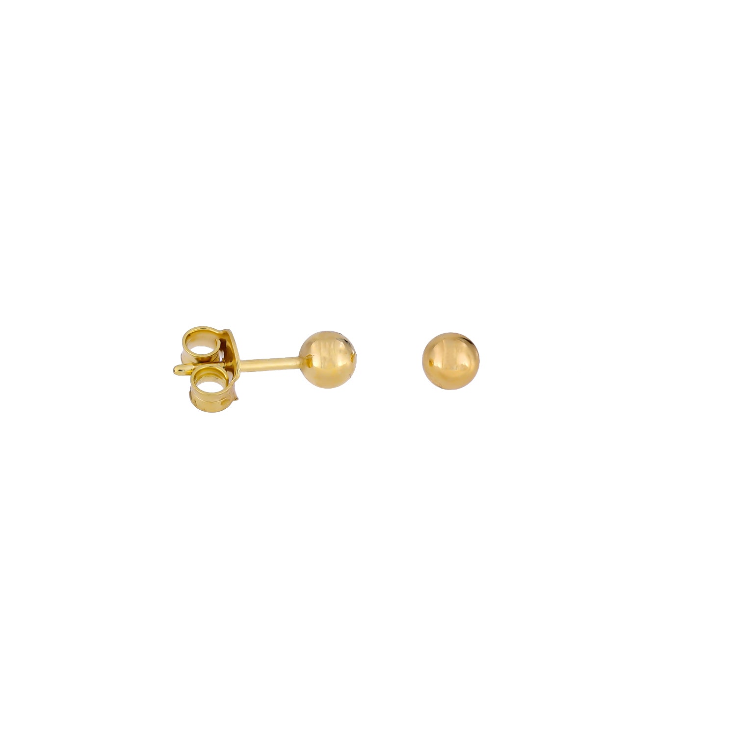 Pair of polished gold vermeil sphere stud earrings showcasing a smooth, classic design available in multiple sizes for versatile, elegant everyday wear.