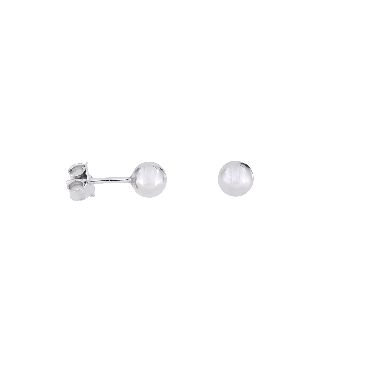 Pair of polished sterling silver ball stud earrings featuring a sleek, minimalist spherical design for timeless and versatile silver jewellery.