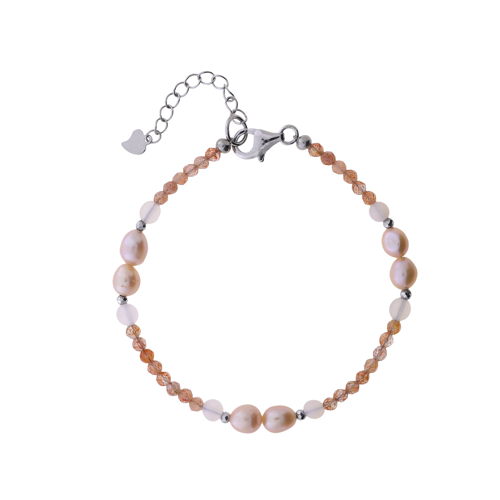 Sunstone and Freshwater Pearl Bracelet