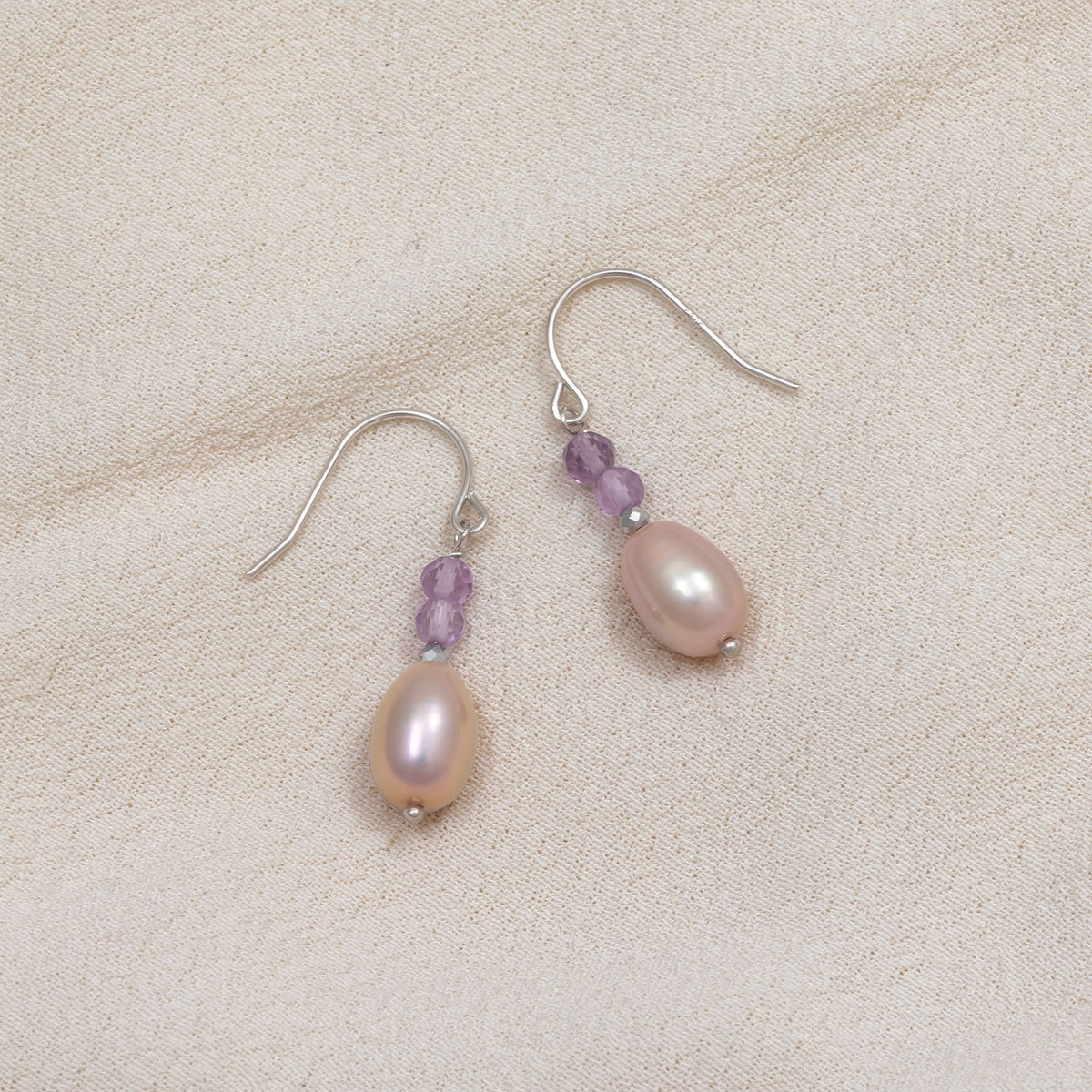 Amethyst and Freshwater Pearl Earrings