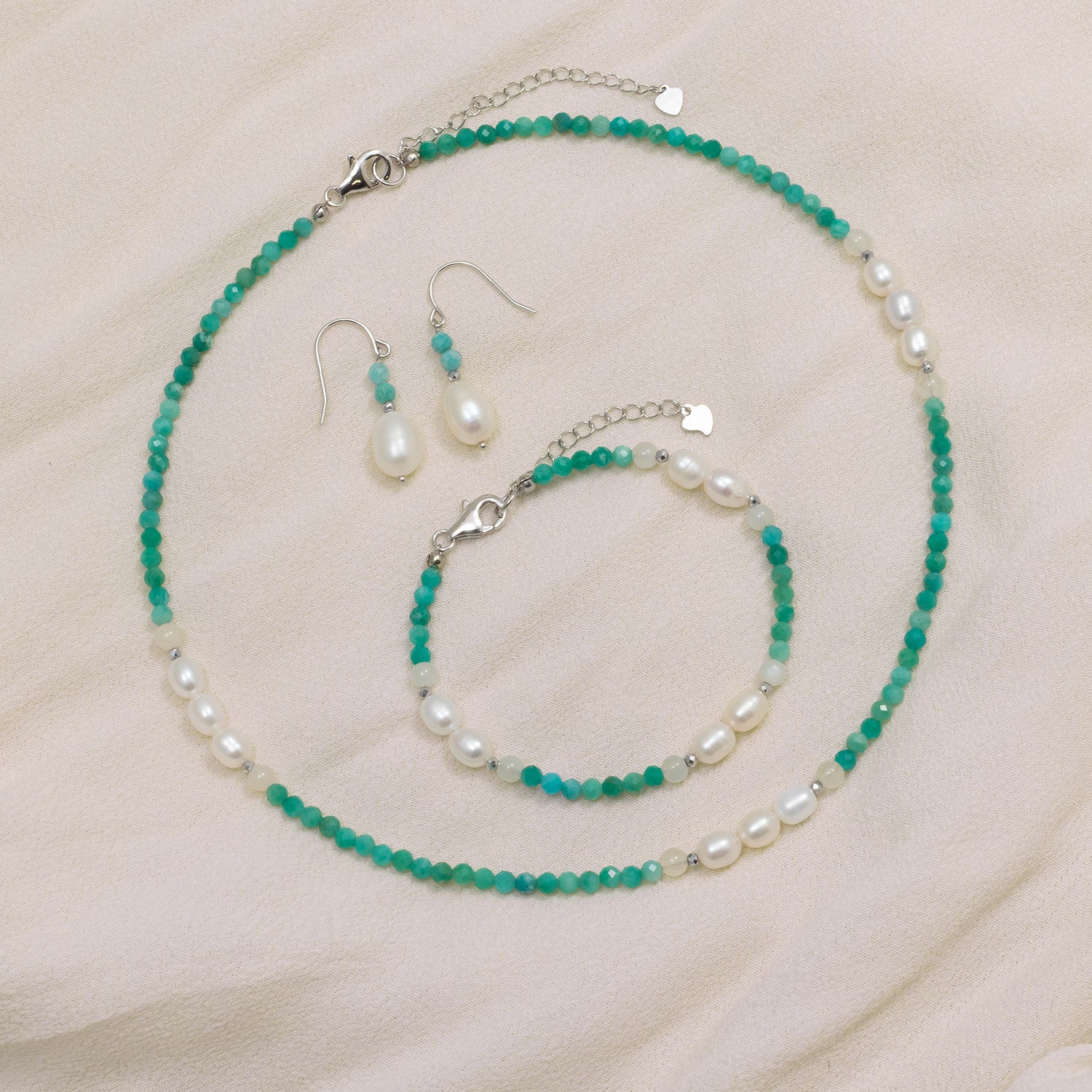 Amazonite and Freshwater Pearl Necklace