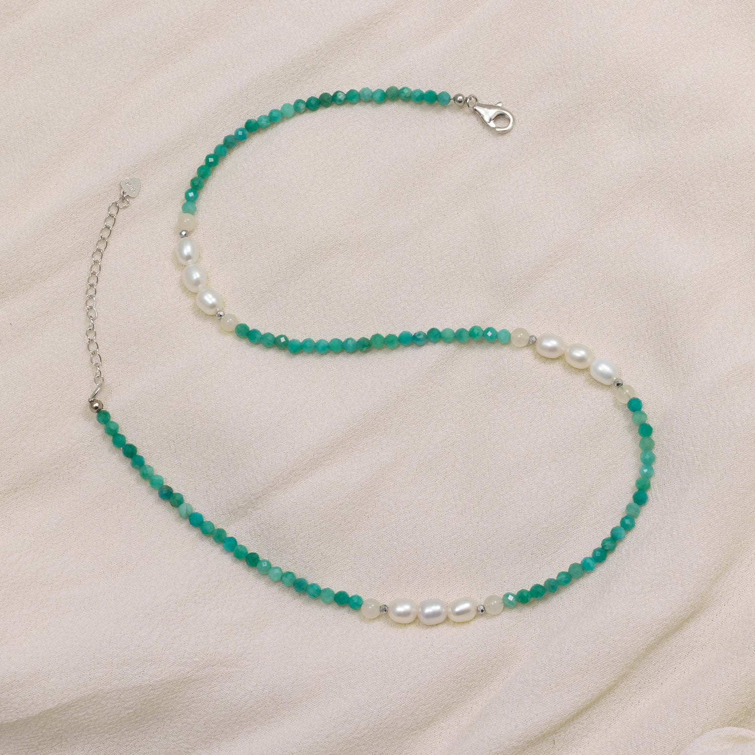 Amazonite and Freshwater Pearl Necklace