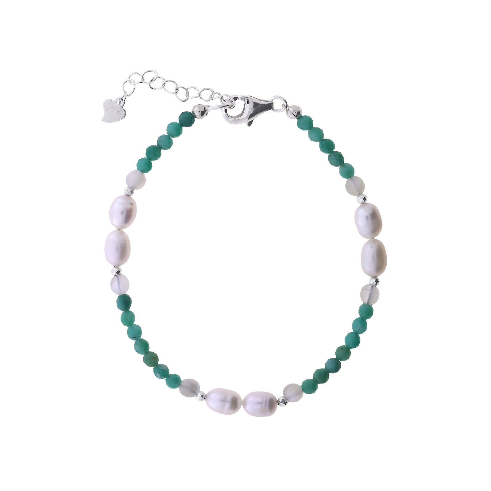Amazonite and Freshwater Pearl Bracelet