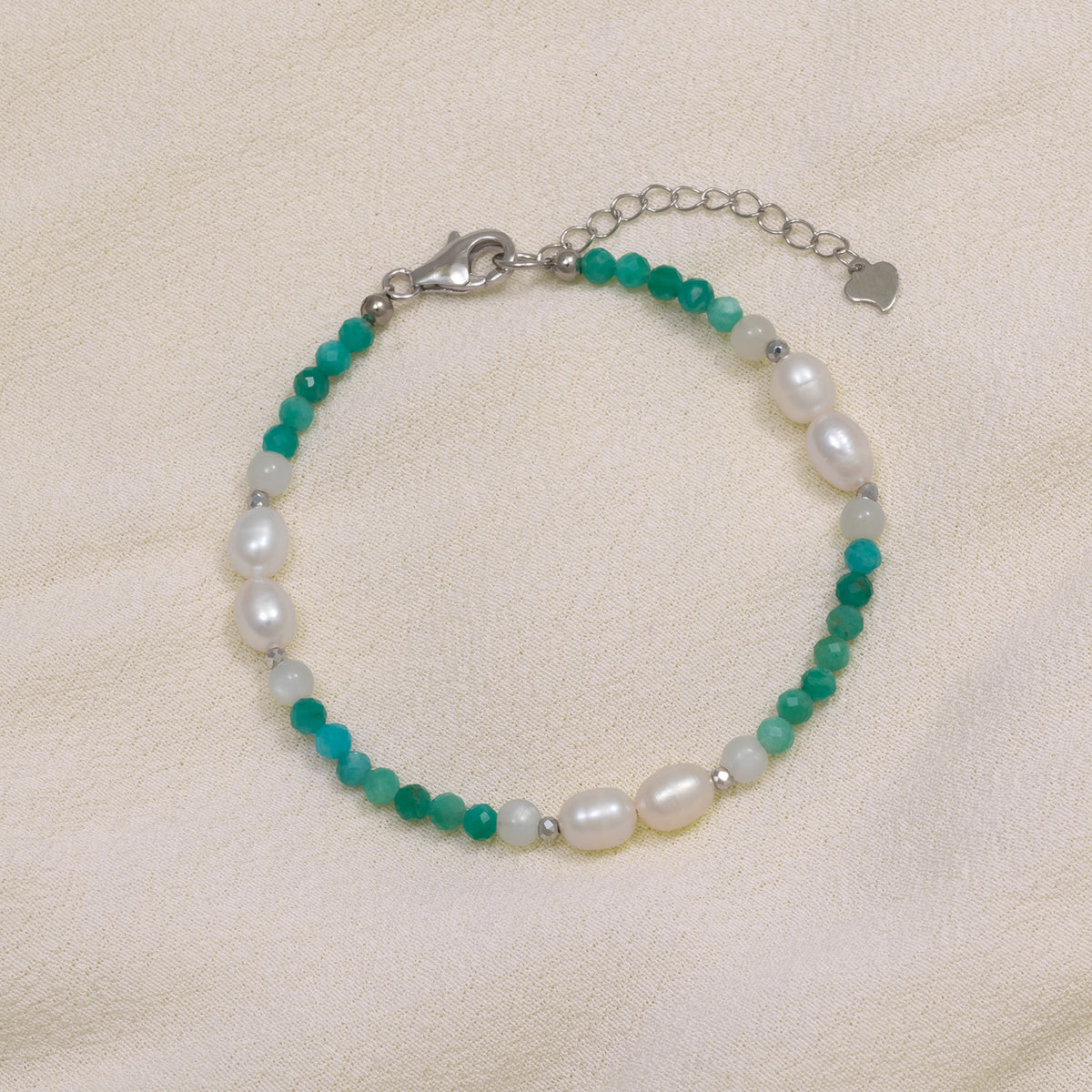 Amazonite and Freshwater Pearl Bracelet