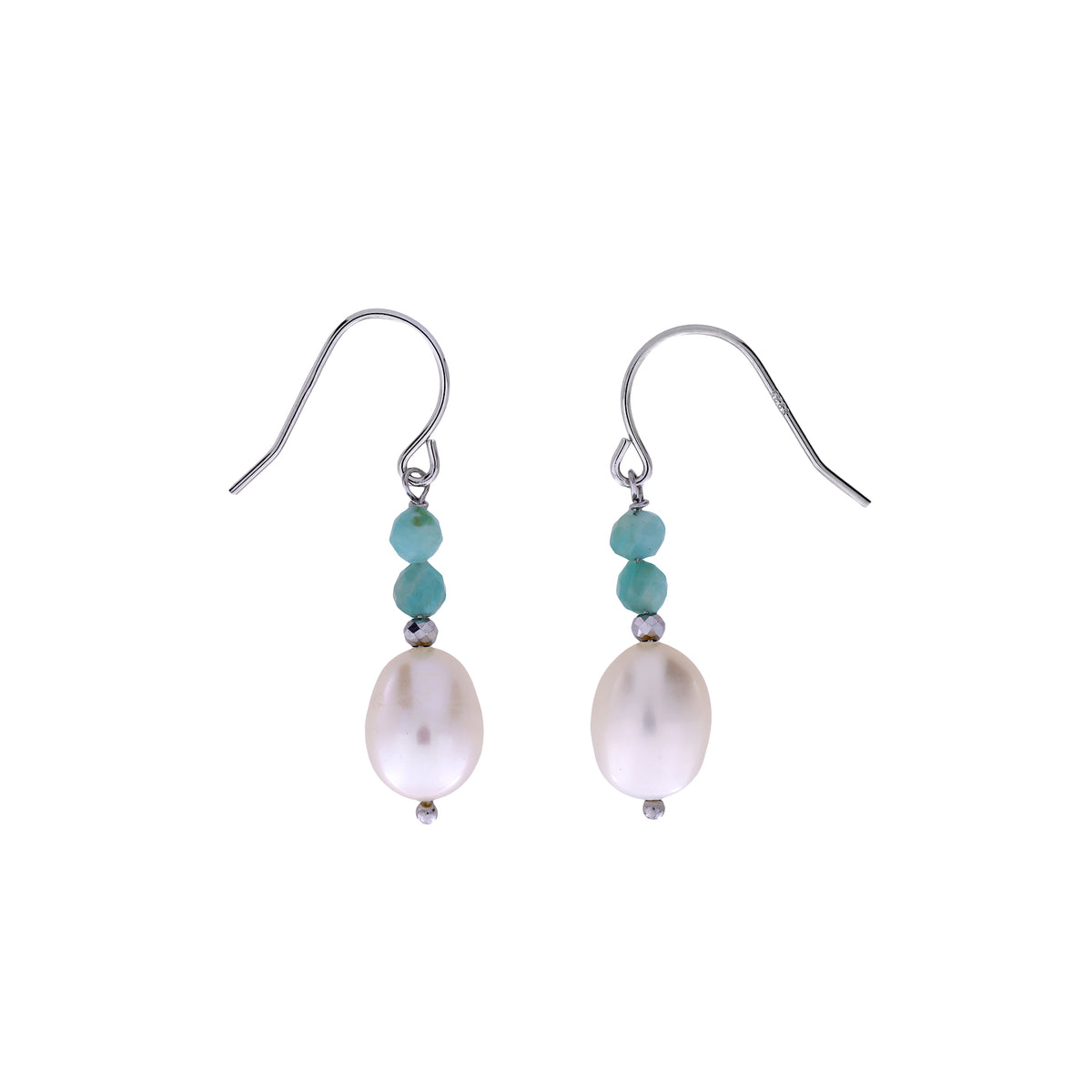 Amazonite and Freshwater Pearl Drop Earrings
