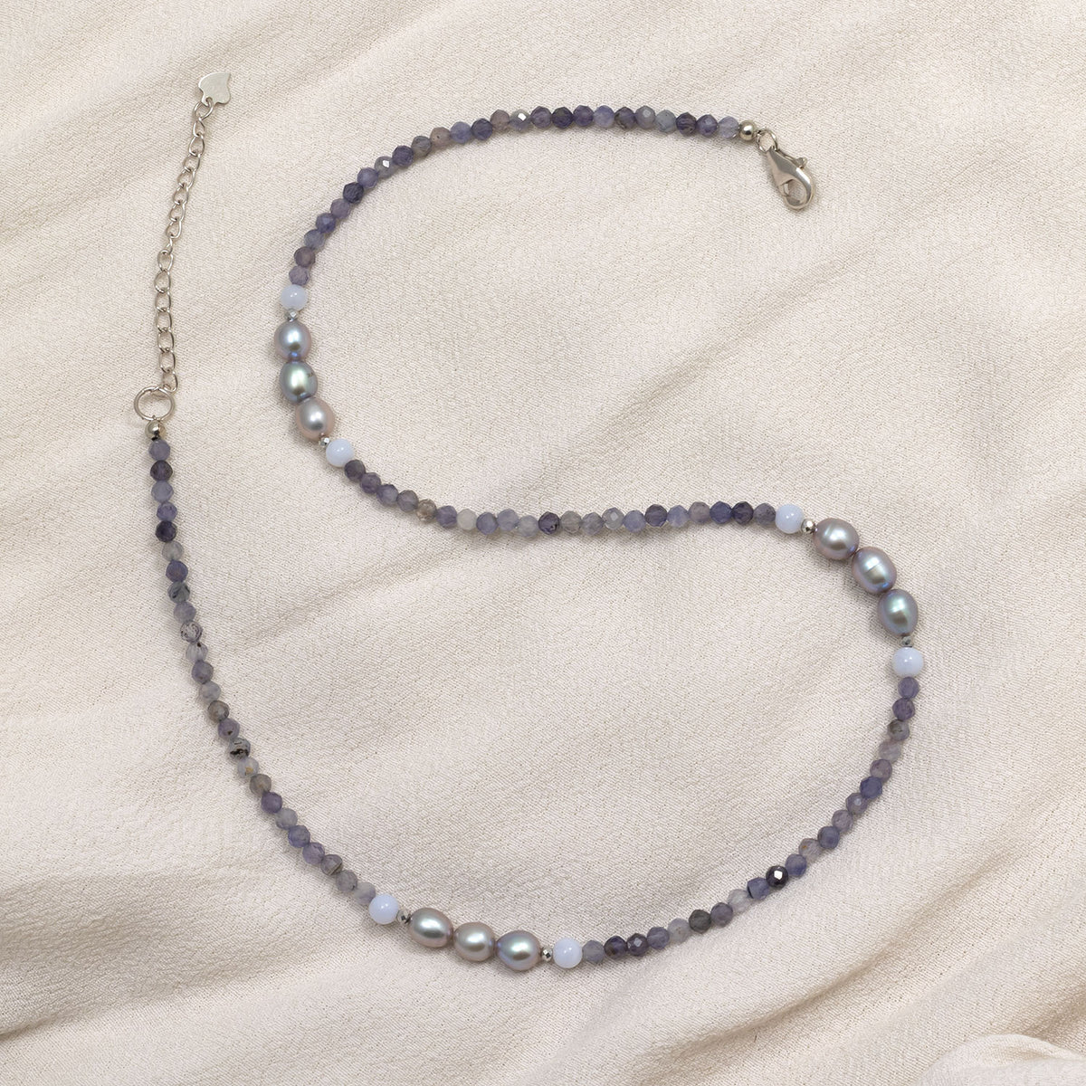 Iolite and Freshwater Pearl Necklace