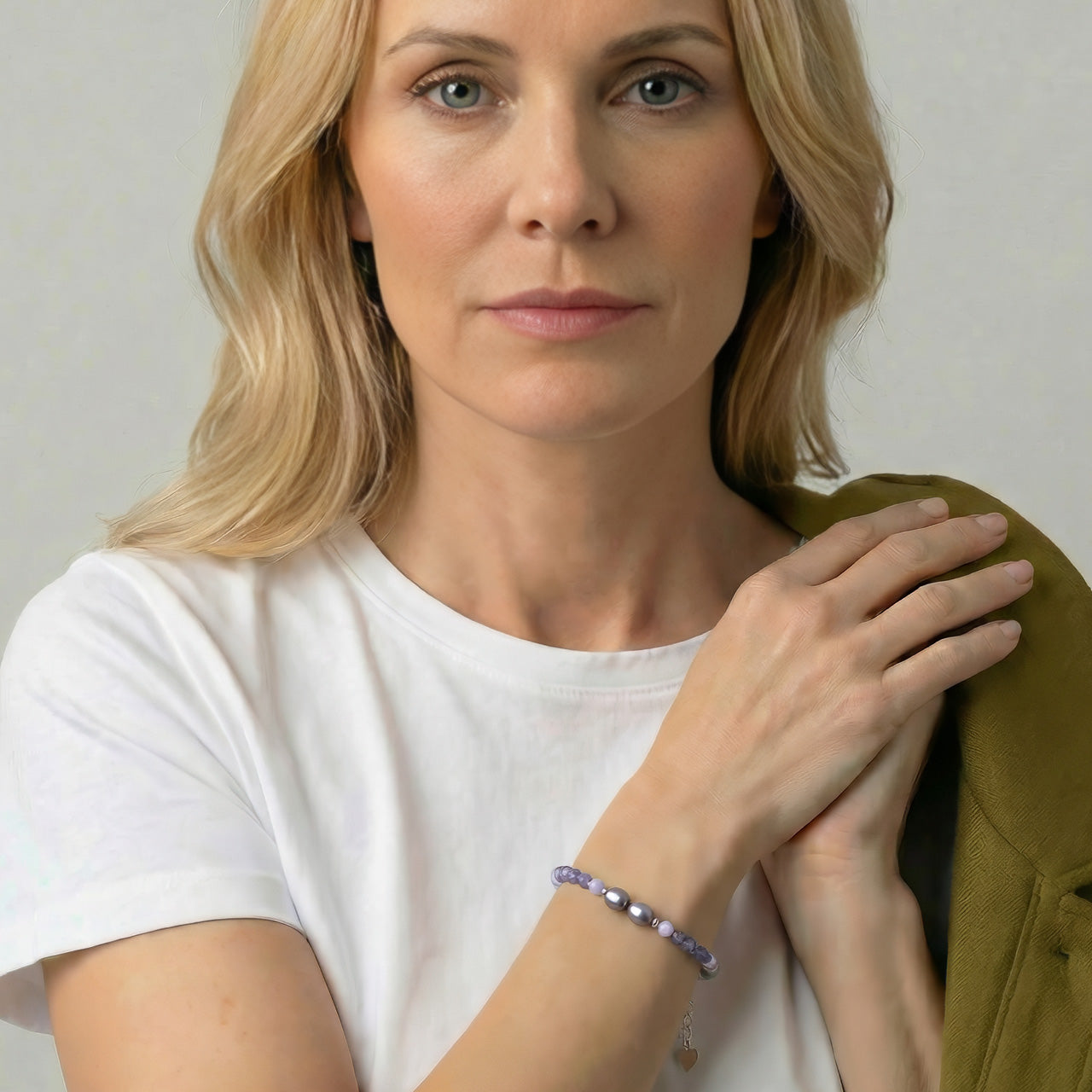 Iolite and Freshwater Pearl Bracelet