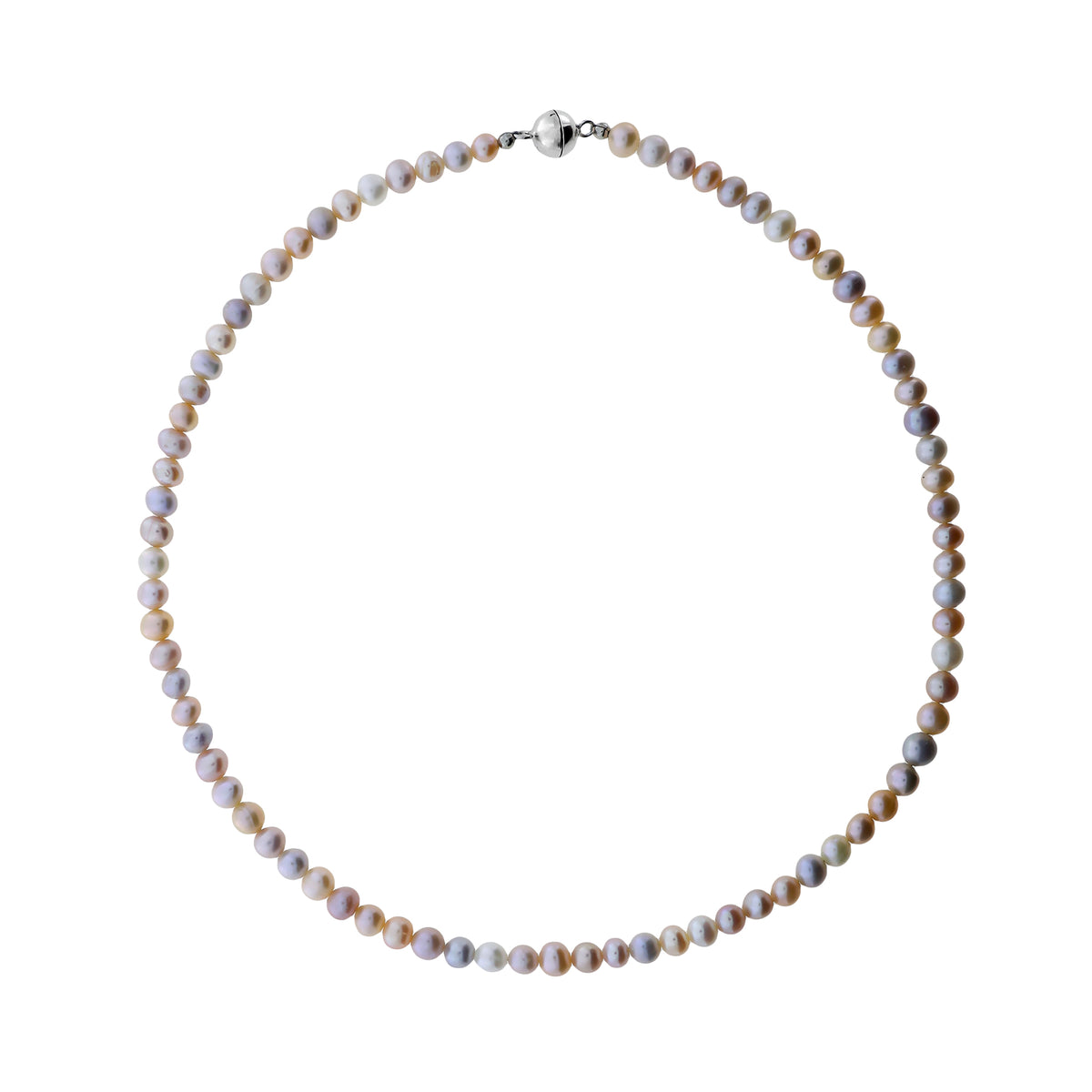 Sterling Silver Peach &amp; Pink Freshwater Pearls Necklace