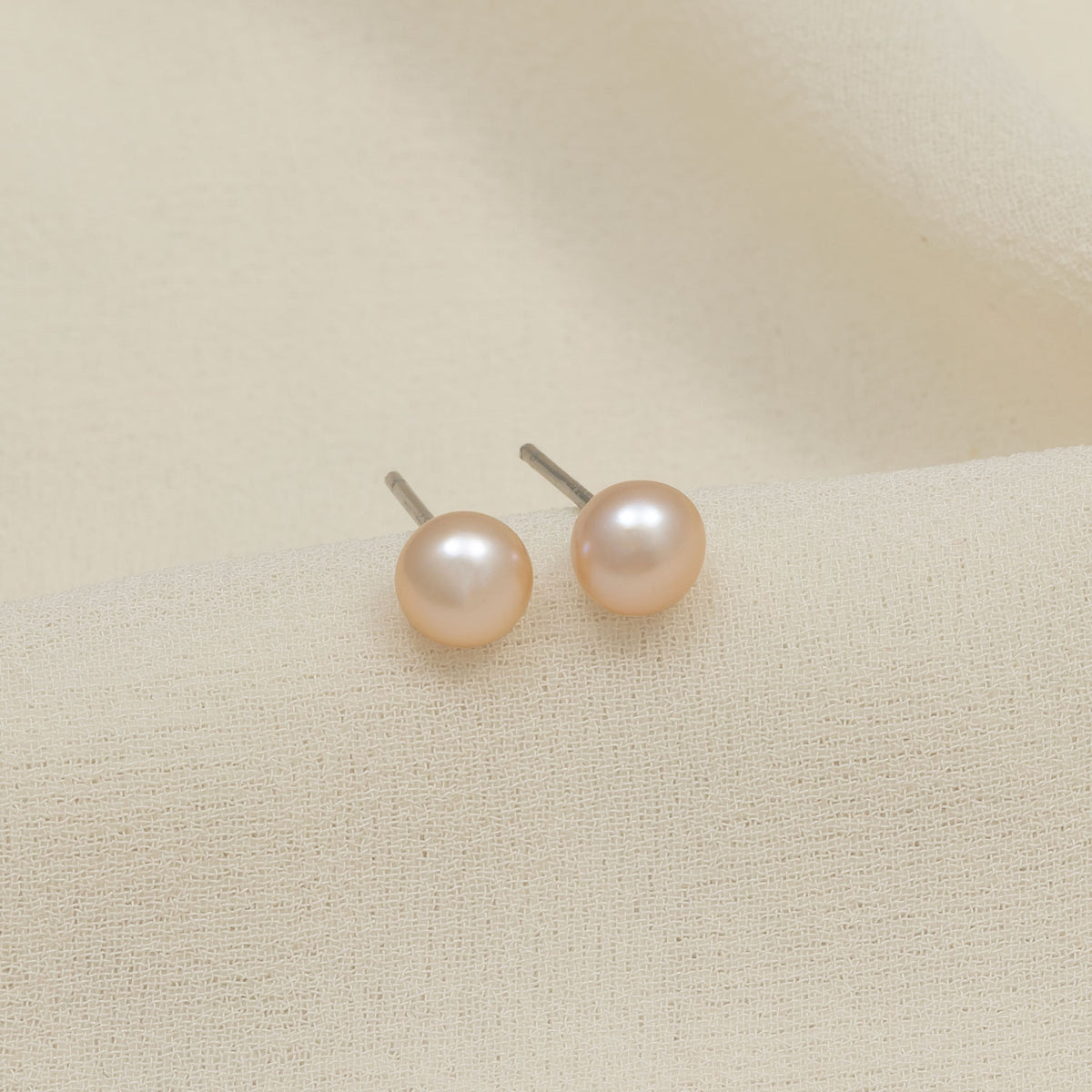 Sterling Silver Pink Freshwater Pearl Stud Earrings
