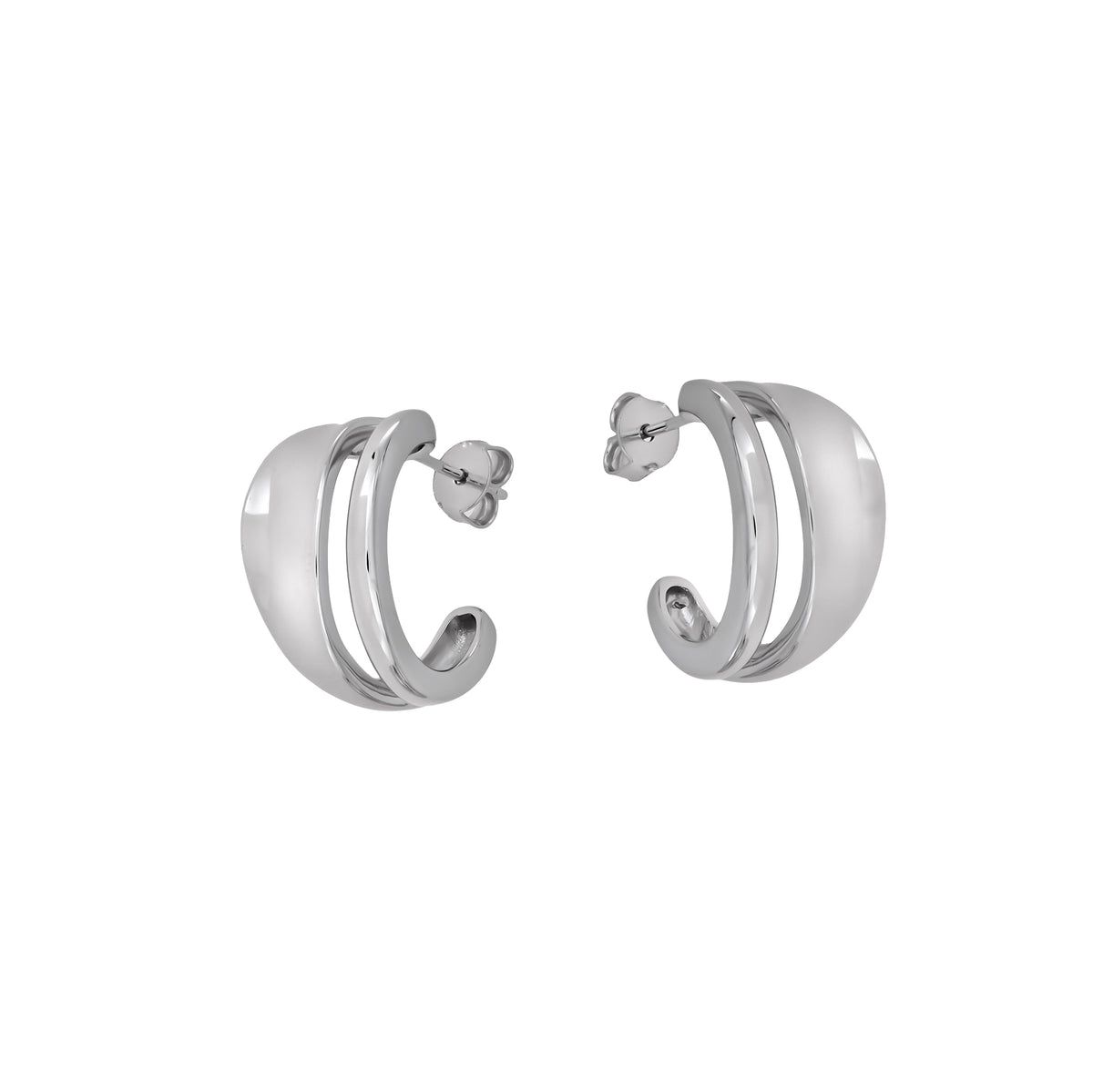 Double Wave Curved Hoop Earrings