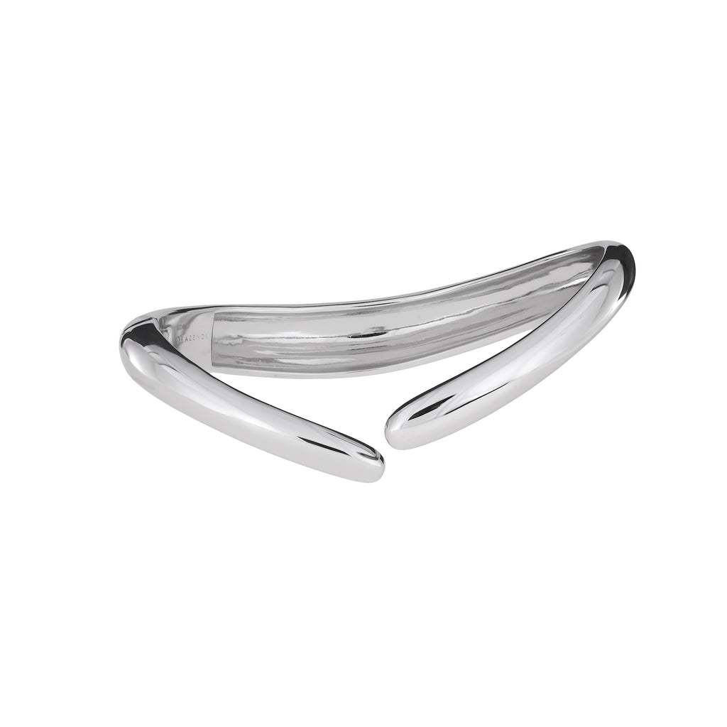 Silver Wave Hinged Bangle - Azendi