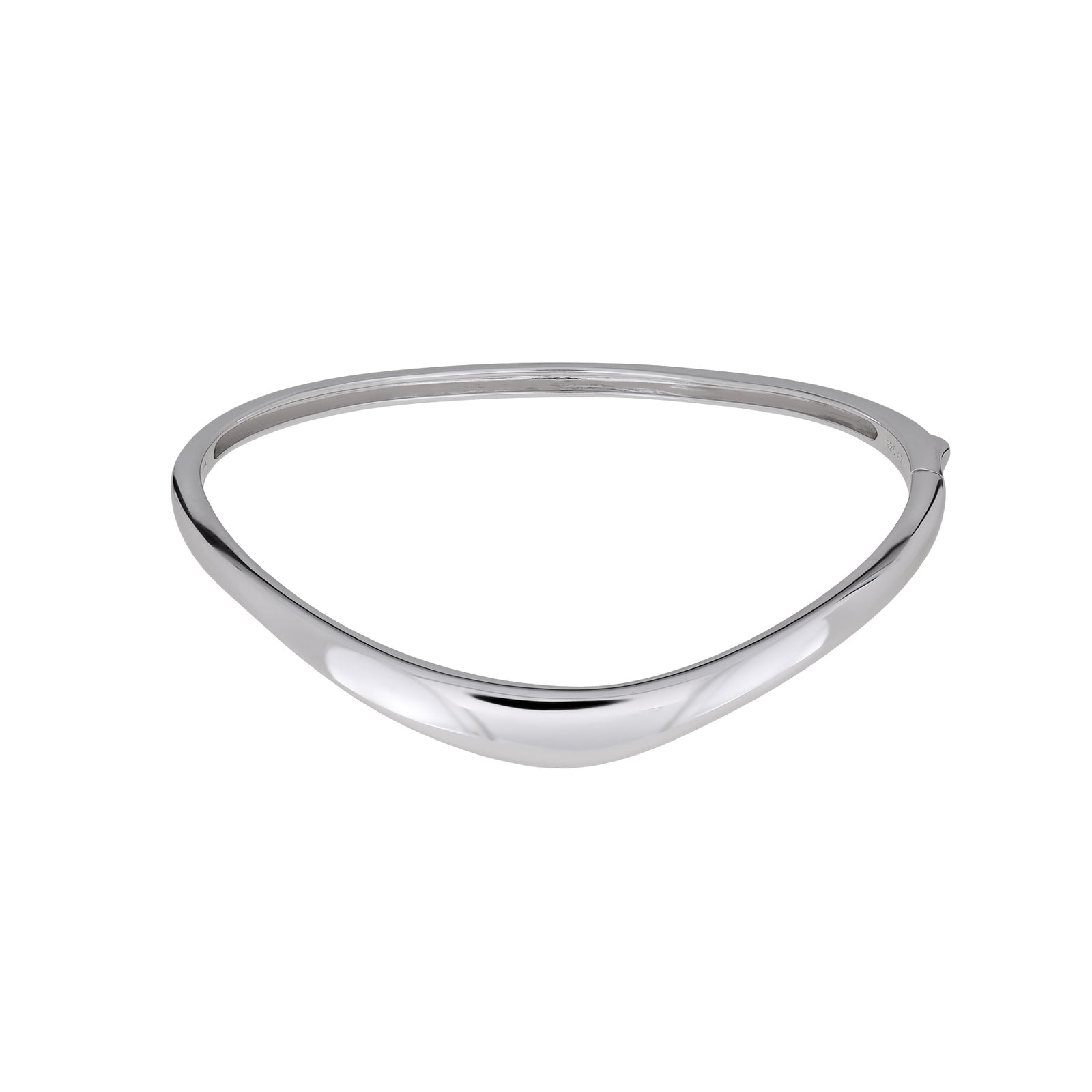 Silver Slim Wave Hinged Bangle - Azendi
