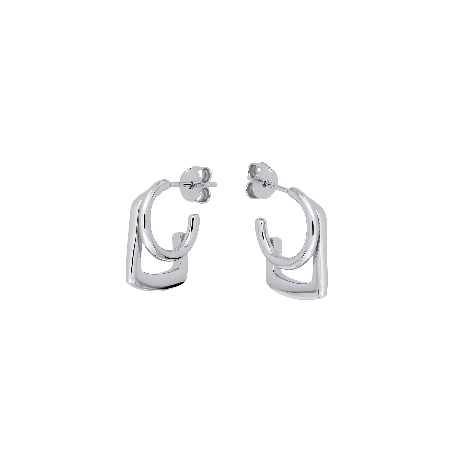 Rectangle and Circle Hoop Earrings