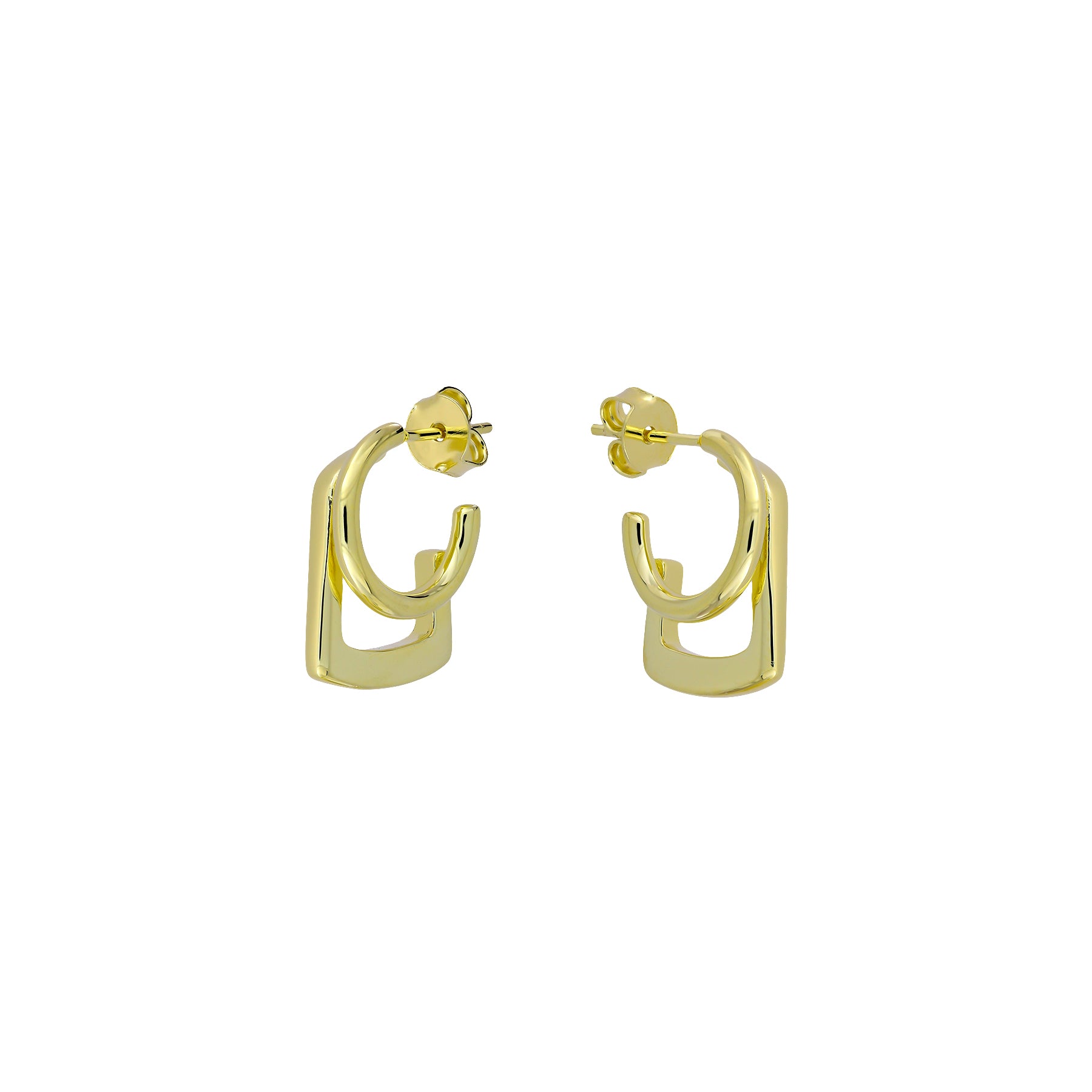 Rectangle and Circle Hoop Earrings