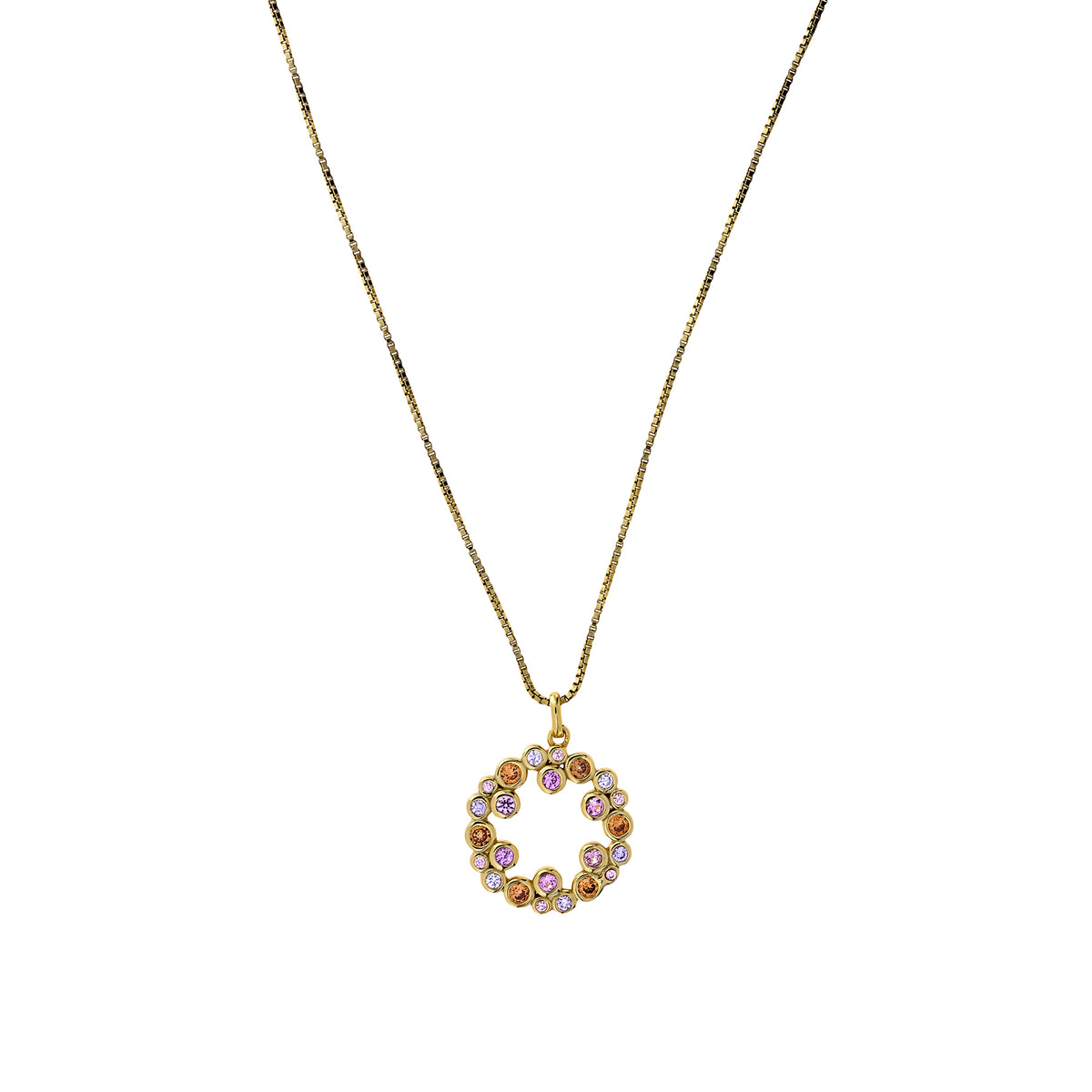 Gold Vermeil Peach Bubbles Circle Pendant