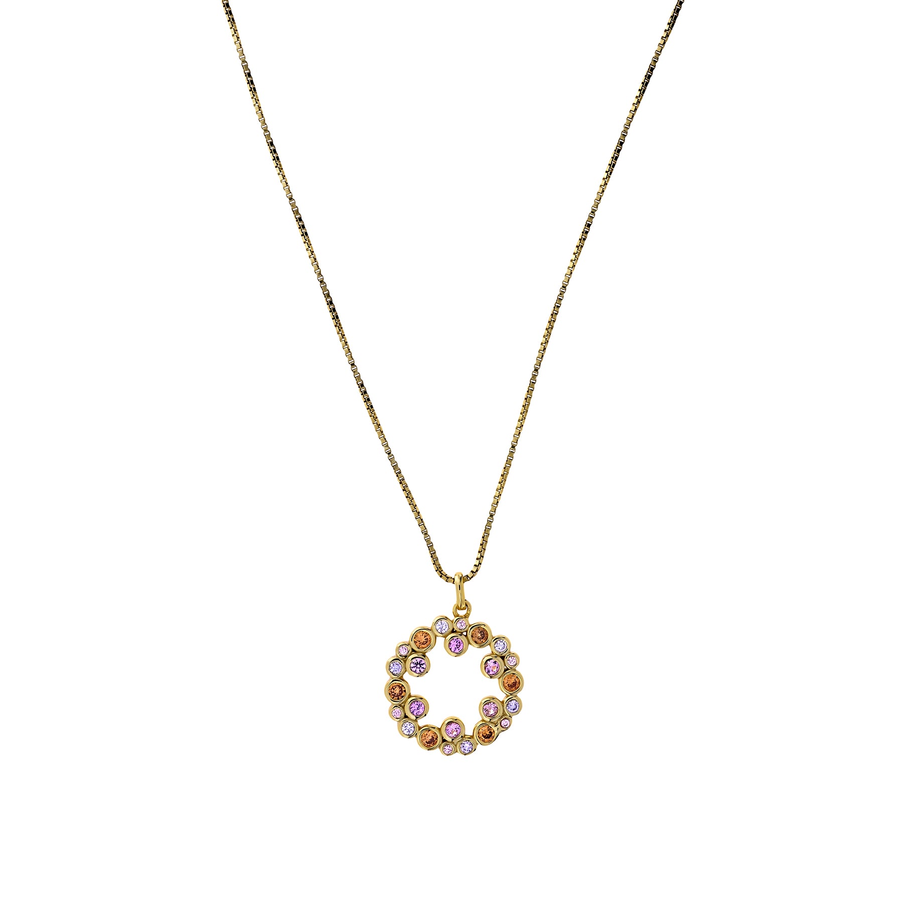 Gold Vermeil Peach Bubbles Circle Pendant