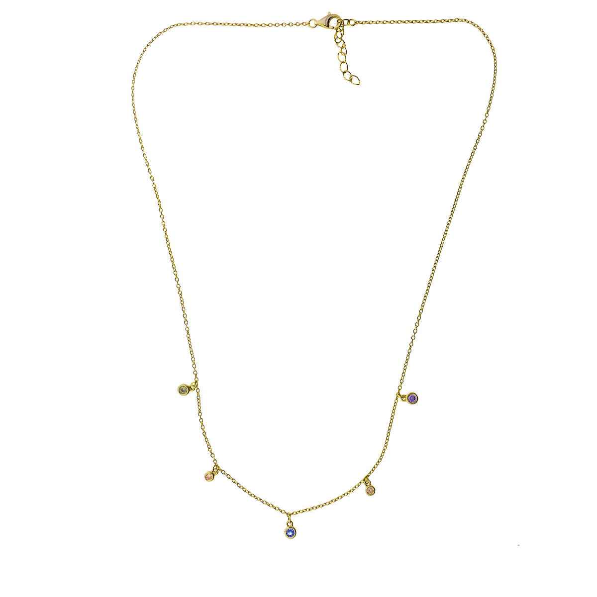 Gold Vermeil Necklace with Colourful Bubbles