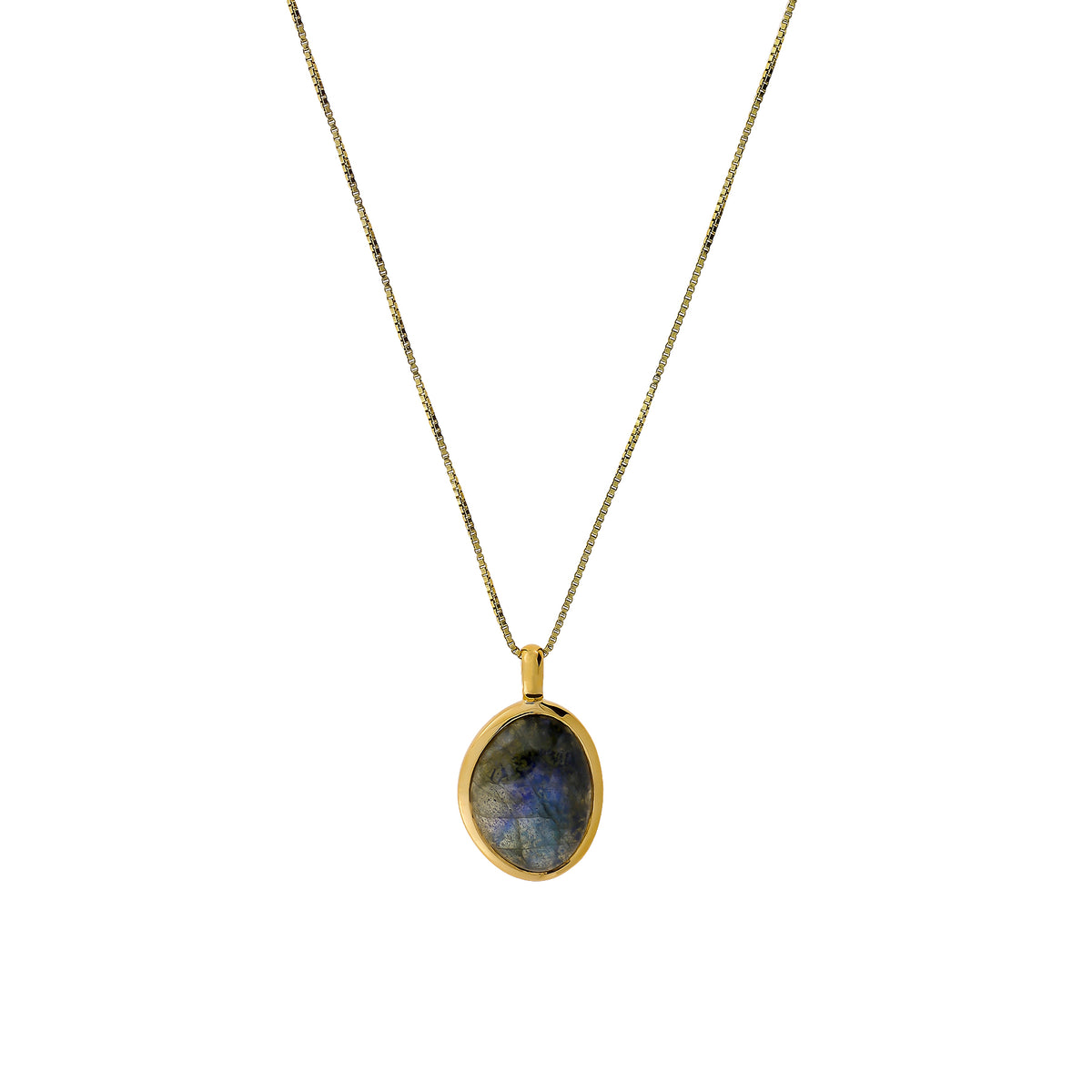 Gold Vermeil and Spectrolite Oval Pendant