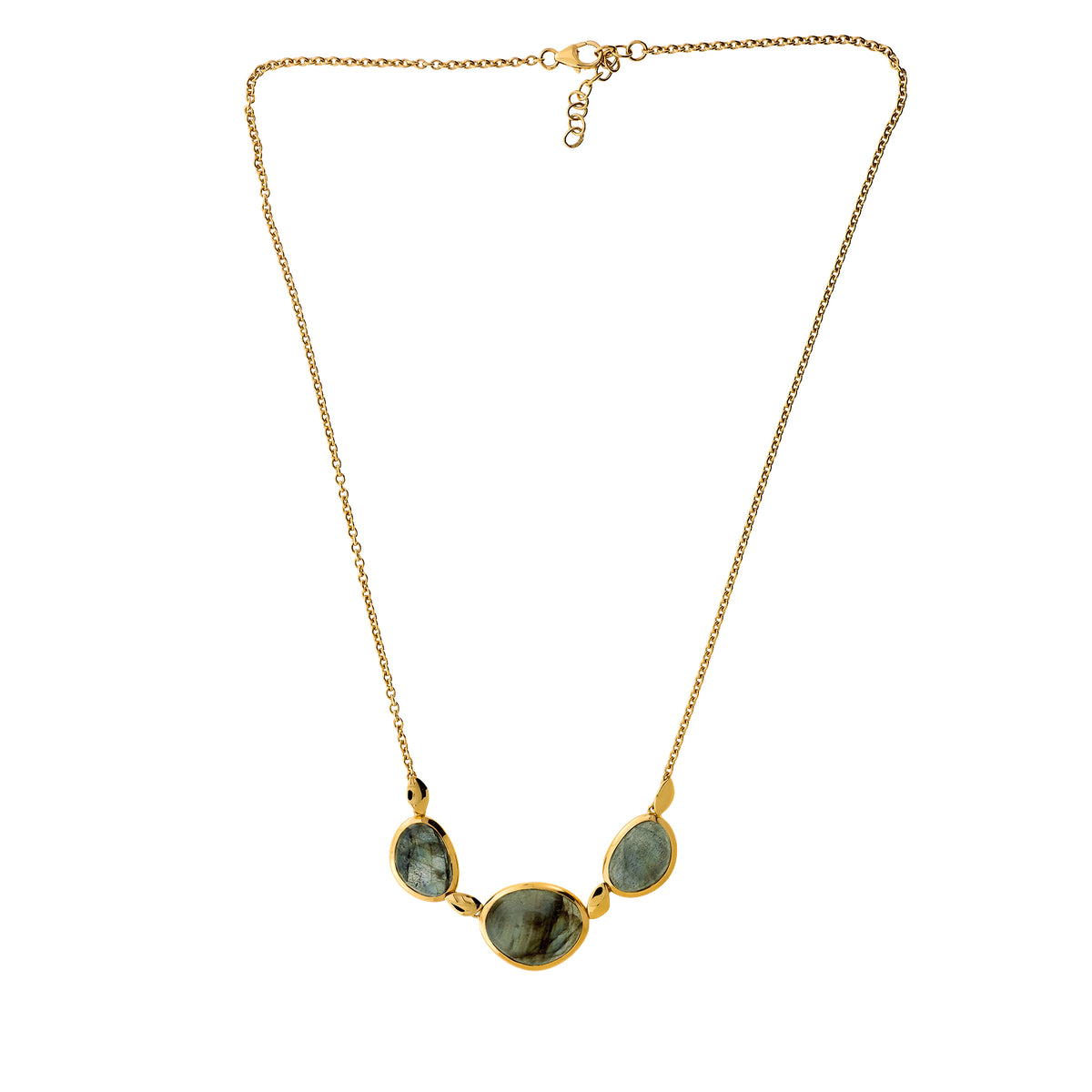 Gold Vermeil and Spectrolite Triple Stone Necklace