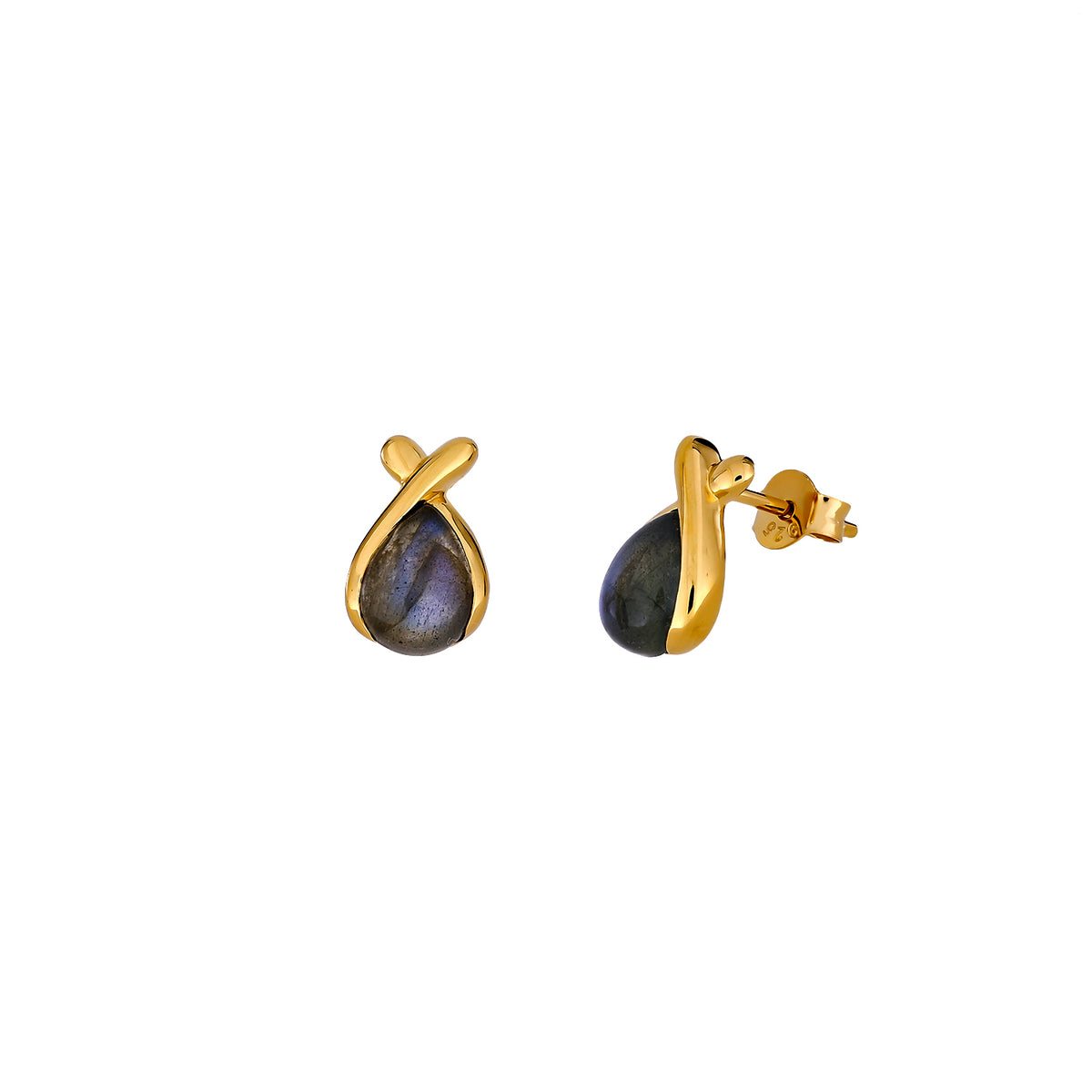 Gold Vermeil and Spectrolite Kisses Stud Earrings