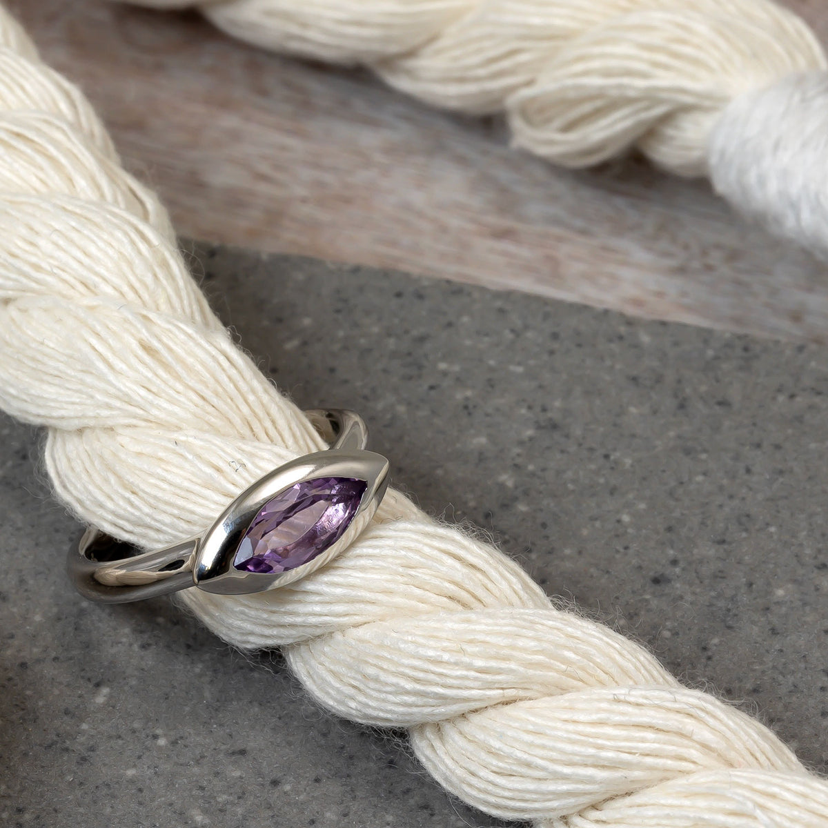 Sterling Silver & Amethyst Elegant Marquise Ring