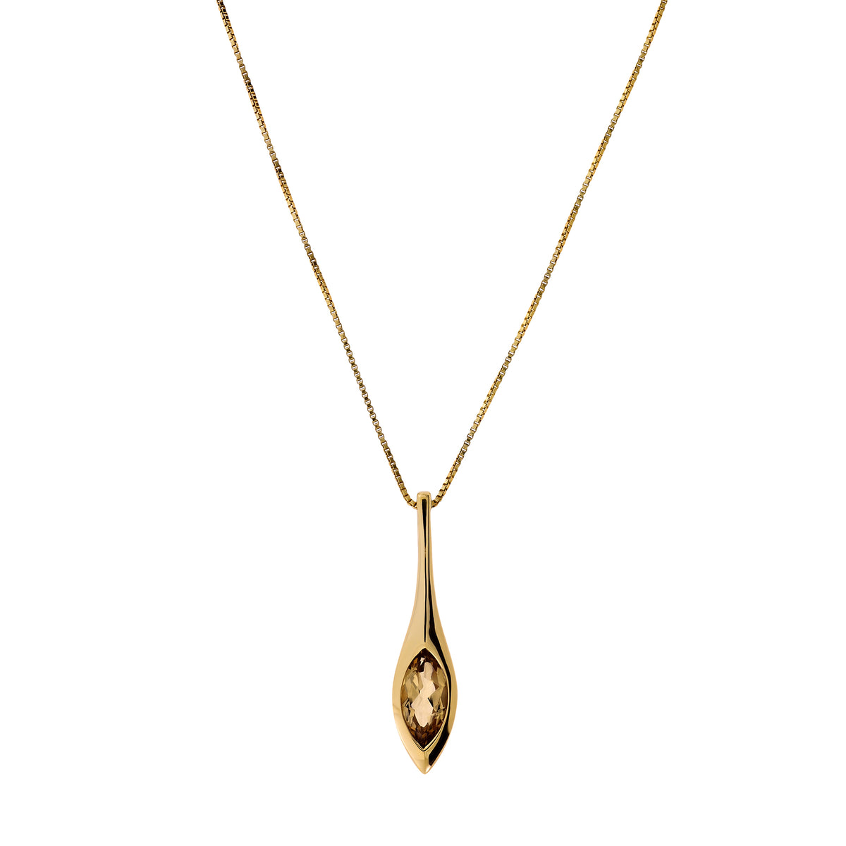 Gold Vermeil &amp; Citrene Elegant Marquise Pendant
