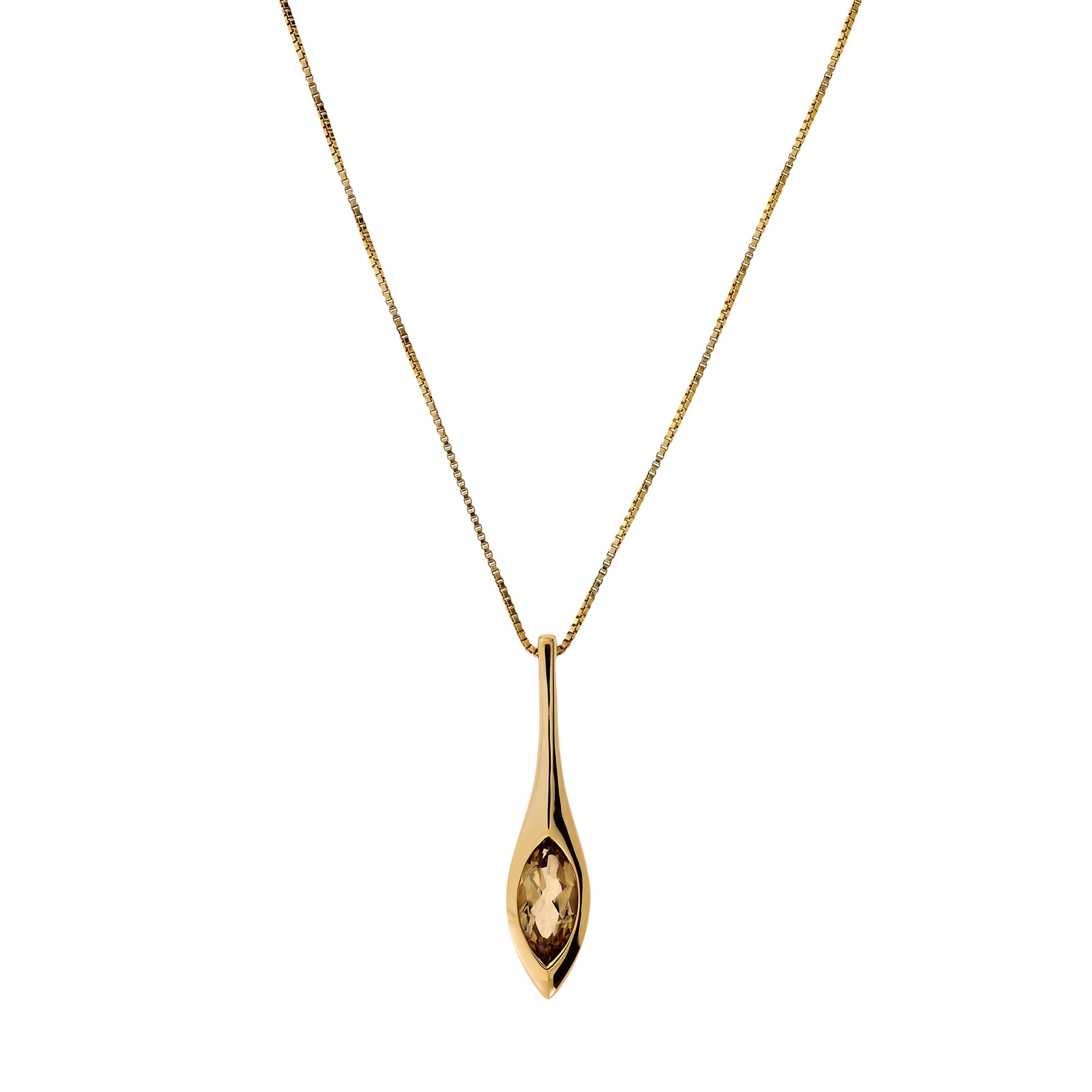 Gold Vermeil & Citrene Elegant Marquise Pendant