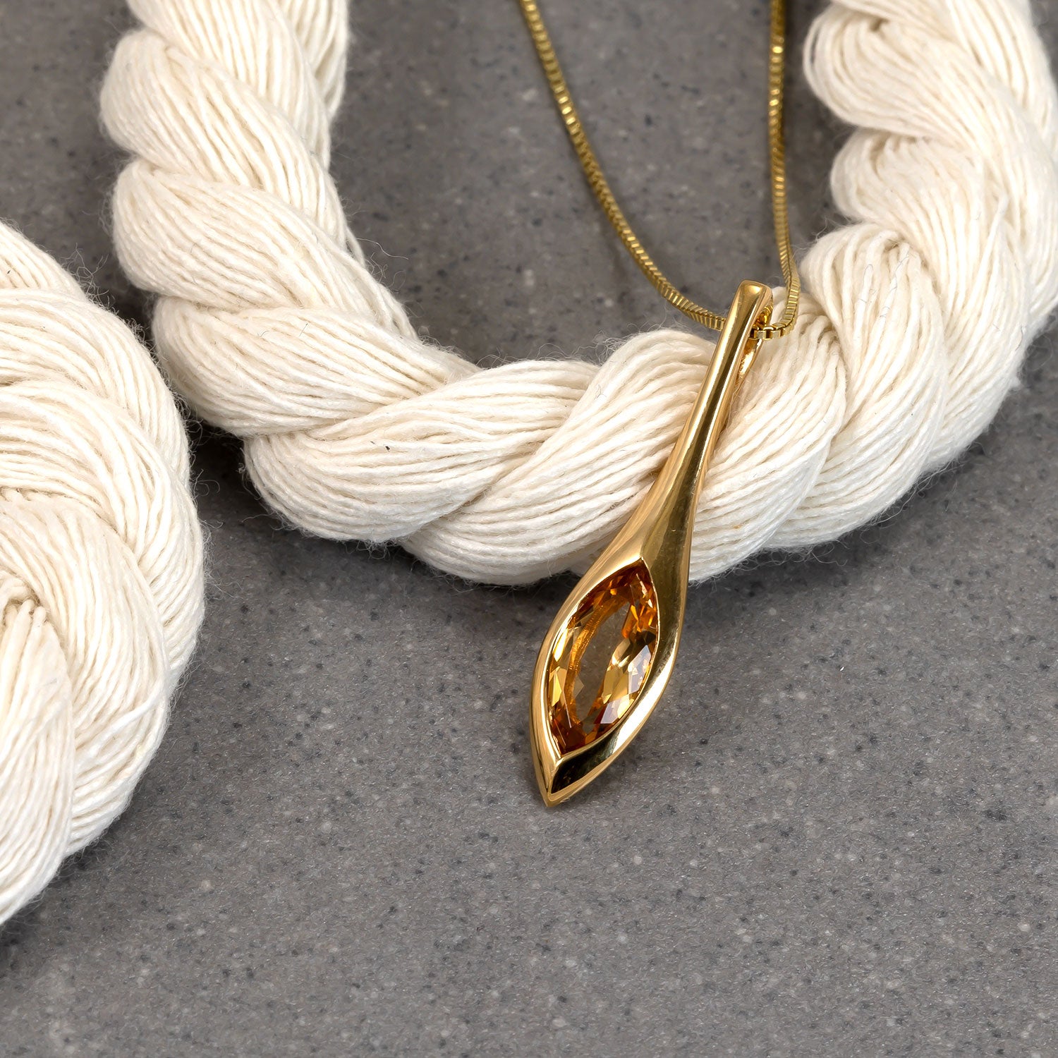 Gold Vermeil & Citrene Elegant Marquise Pendant