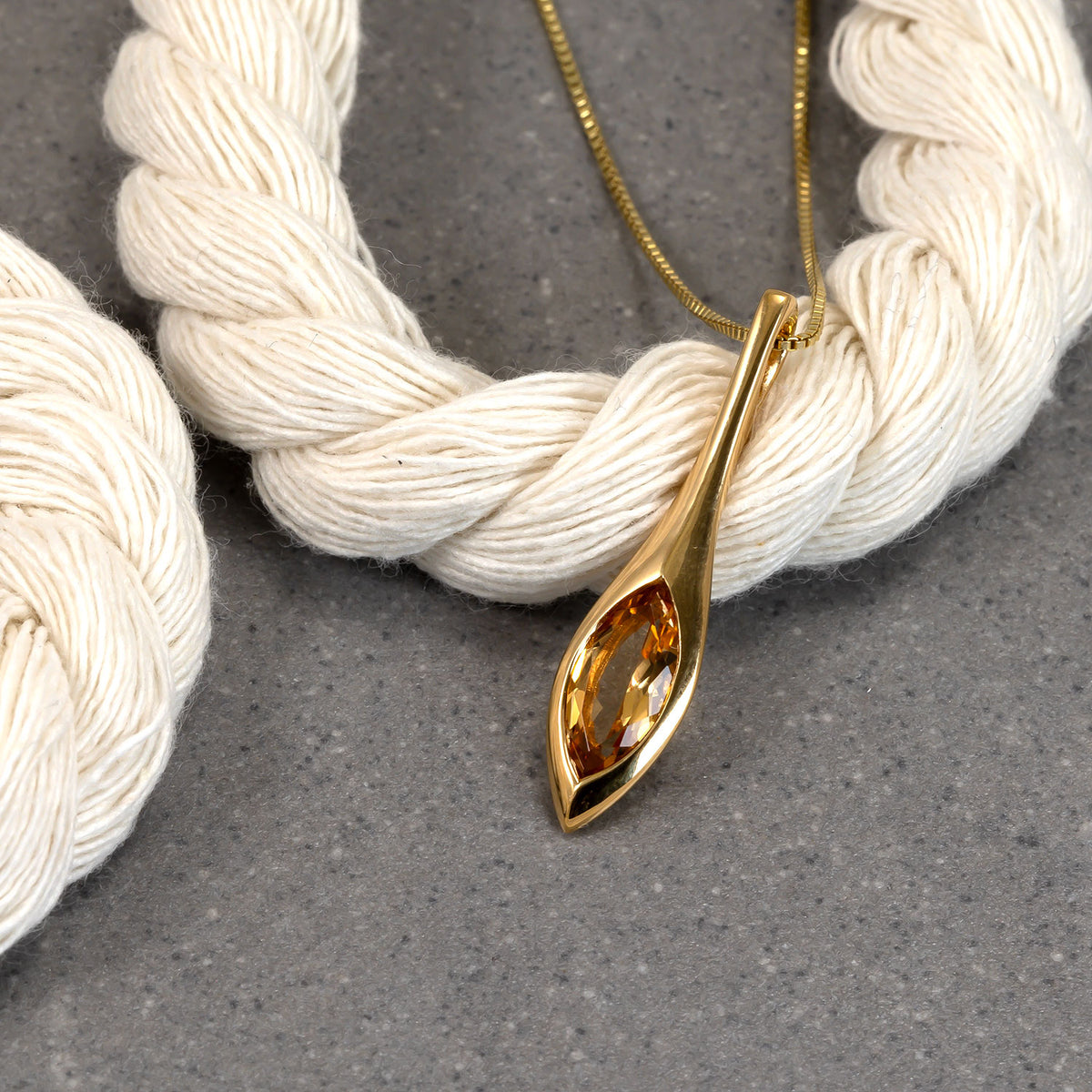 Gold Vermeil & Citrene Elegant Marquise Pendant