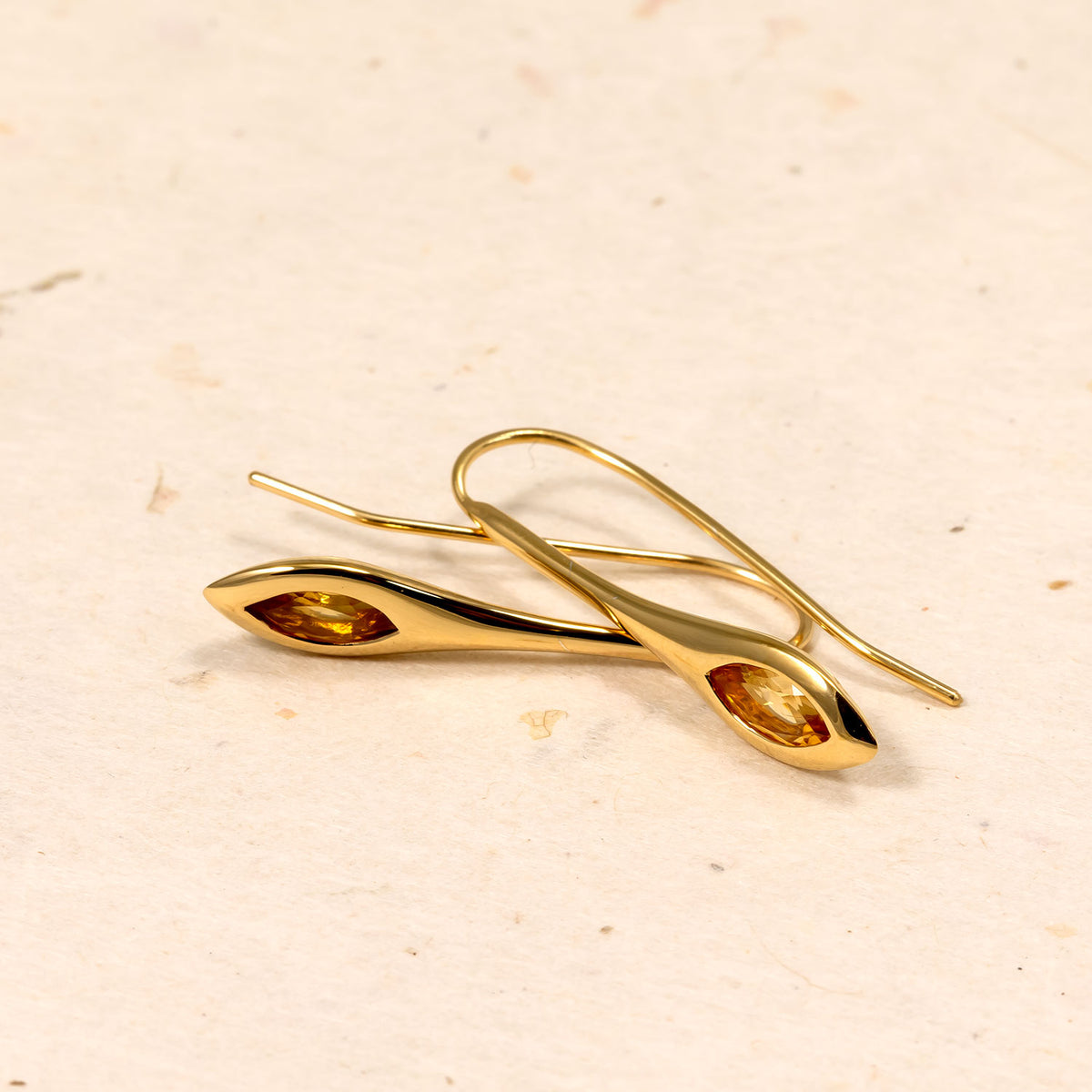 Gold Vermeil & Citrene Elegant Marquise Drop Earrings