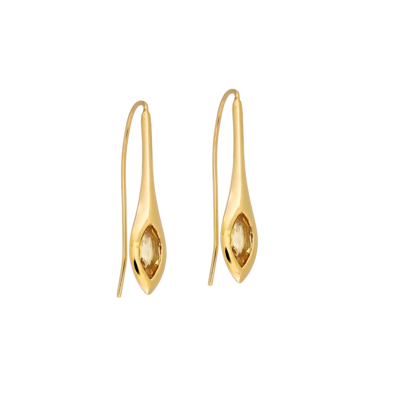 Gold Vermeil & Citrene Elegant Marquise Drop Earrings